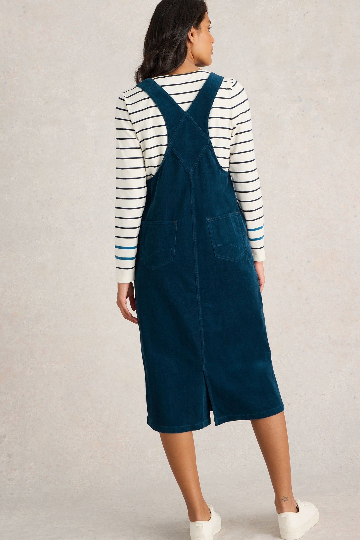 EMMIE ORGANIC CORD MIDI PINNY DARK TEAL 3