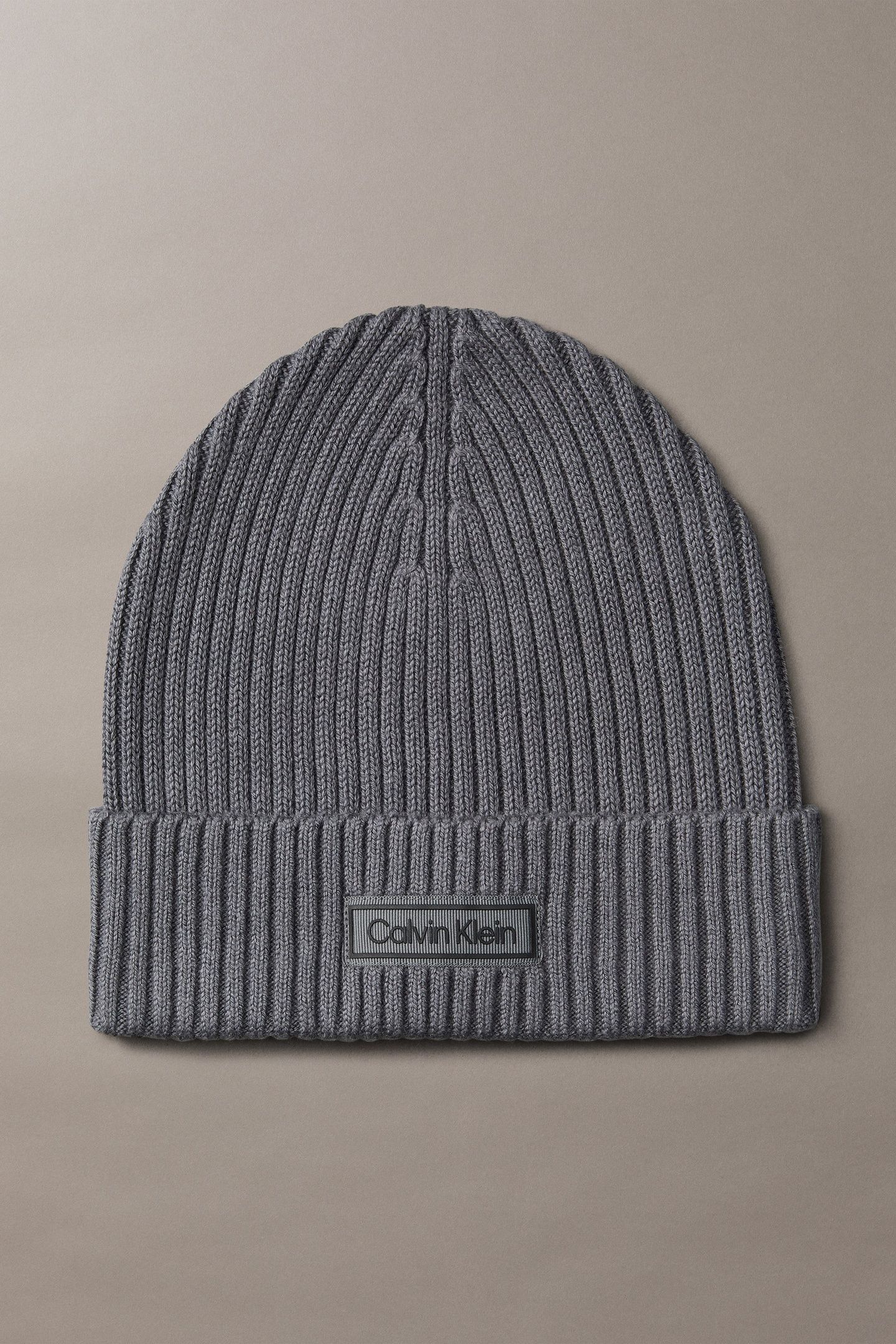 PATCH CHUNKY RIB COTTON BEANIE IRON GATE 1