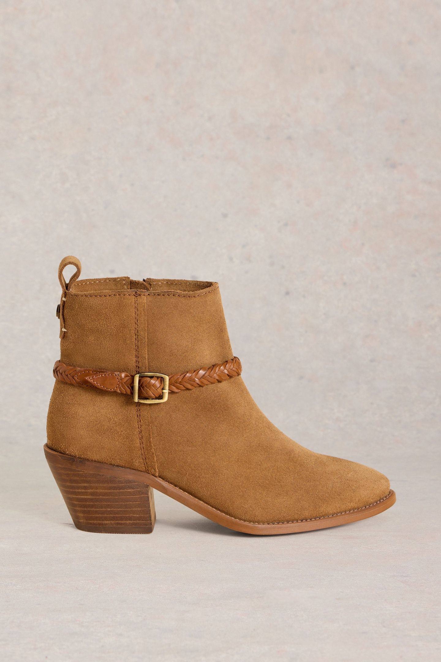 PEONY SUEDE PLAIT STRAP BOOT MID TAN 2