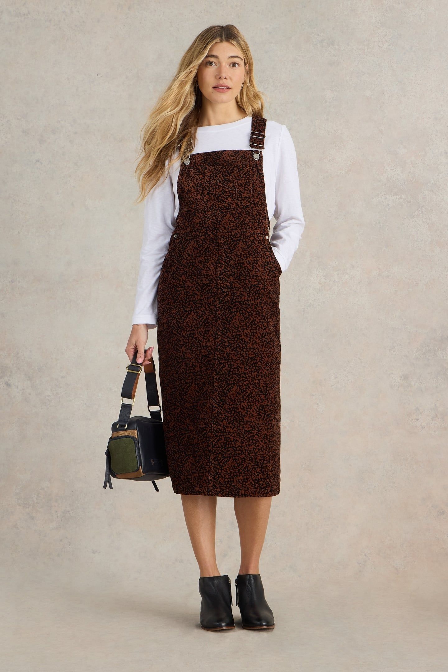 EMMIE ORGANIC CORD MIDI PINNY BLACK PRINT 1