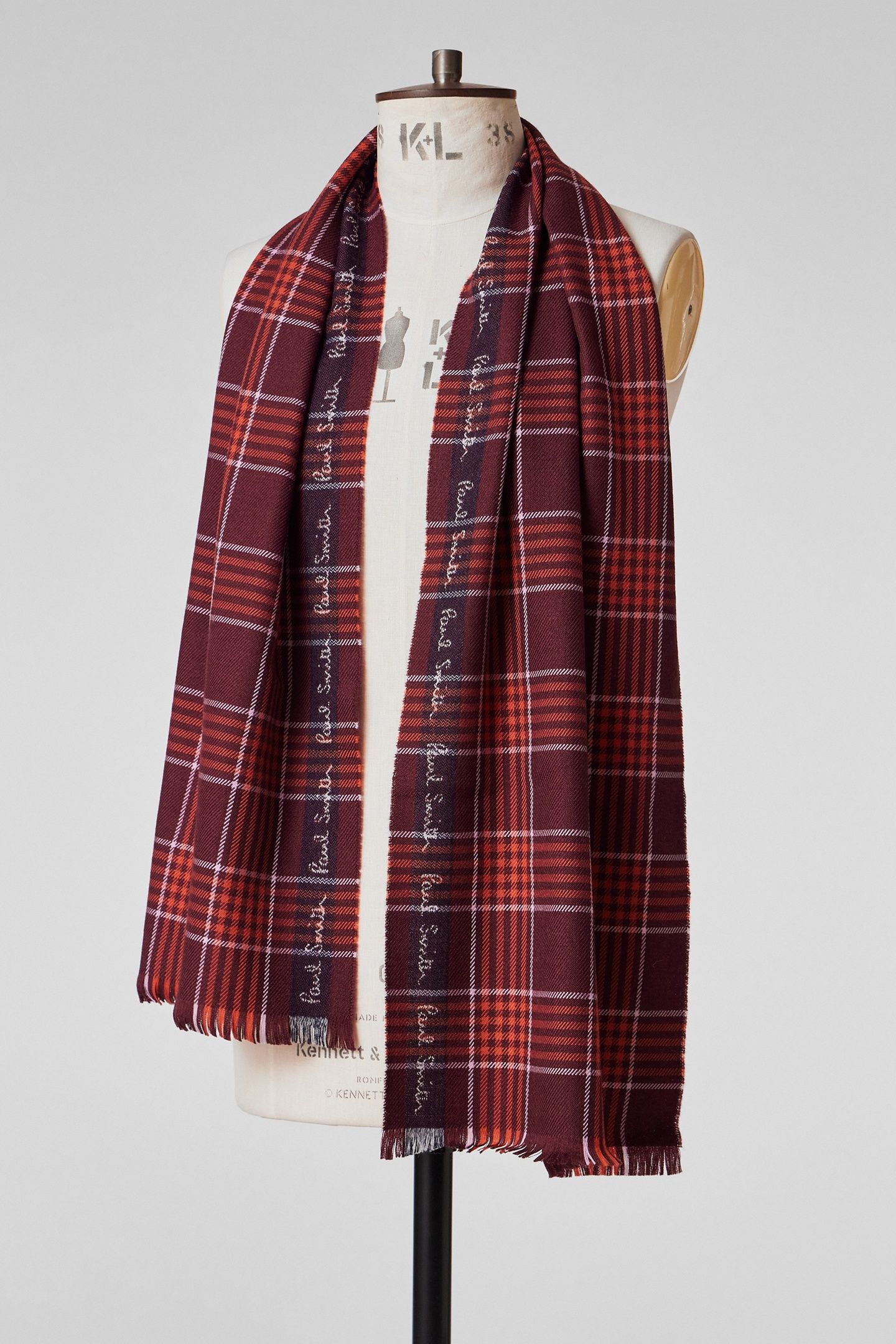 MEN SCARF LOGO BORDER BURGUNDY/ BORDE 3