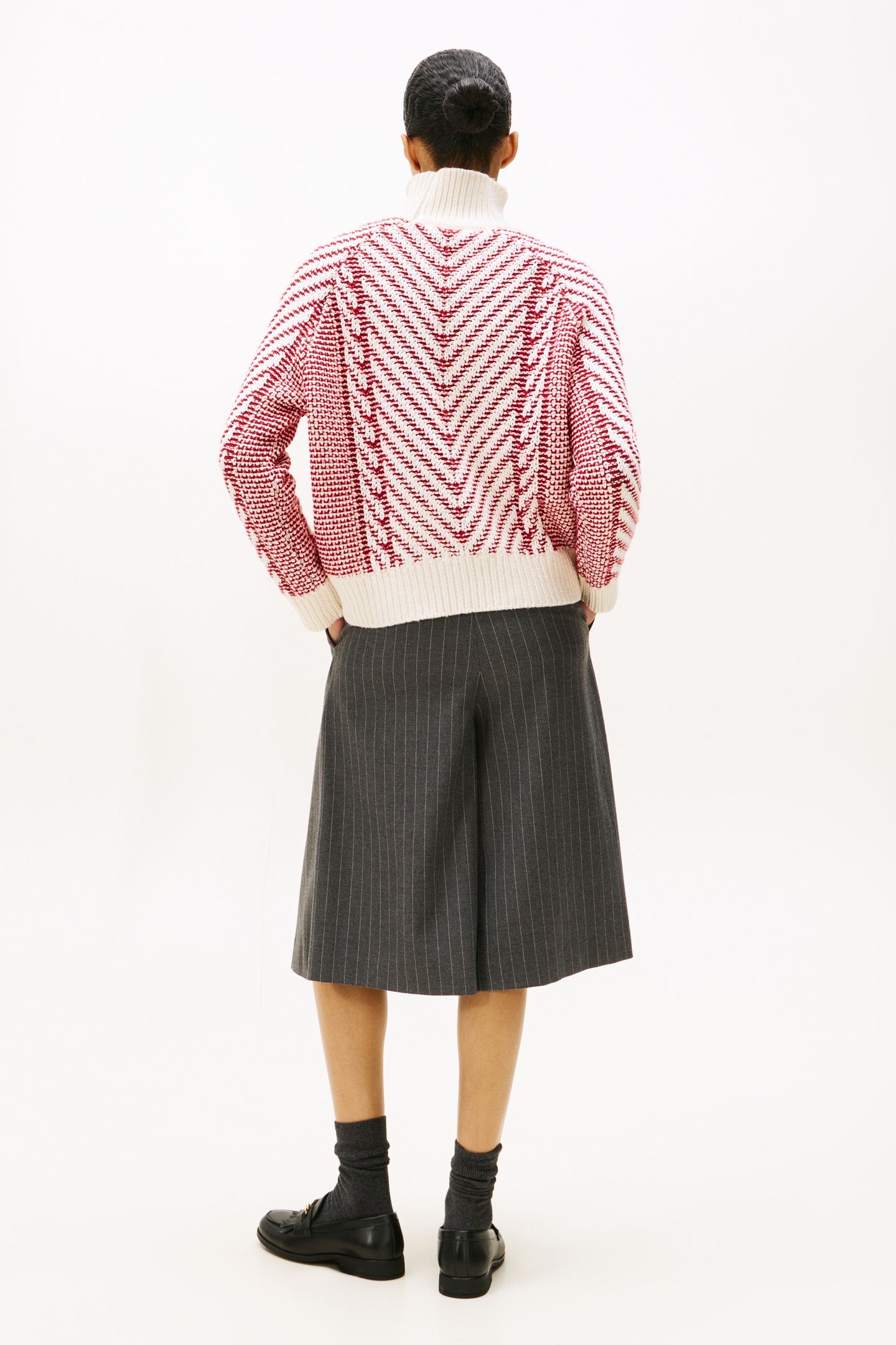 TEXTURED CABLE MOCK-NECK RED TEXTURE 3