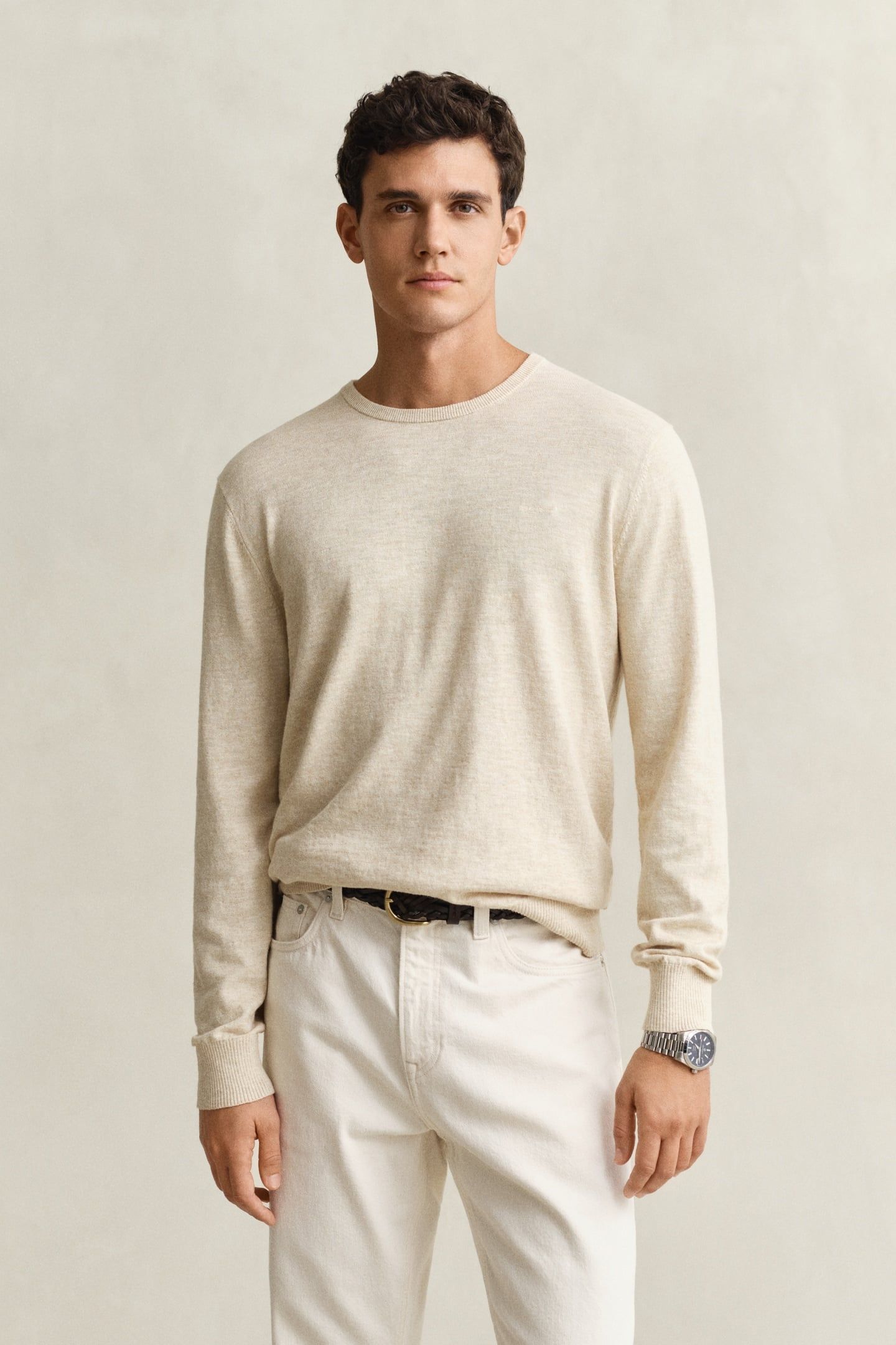 SLUB COTTON LINEN C-NECK SEED MELANGE 1