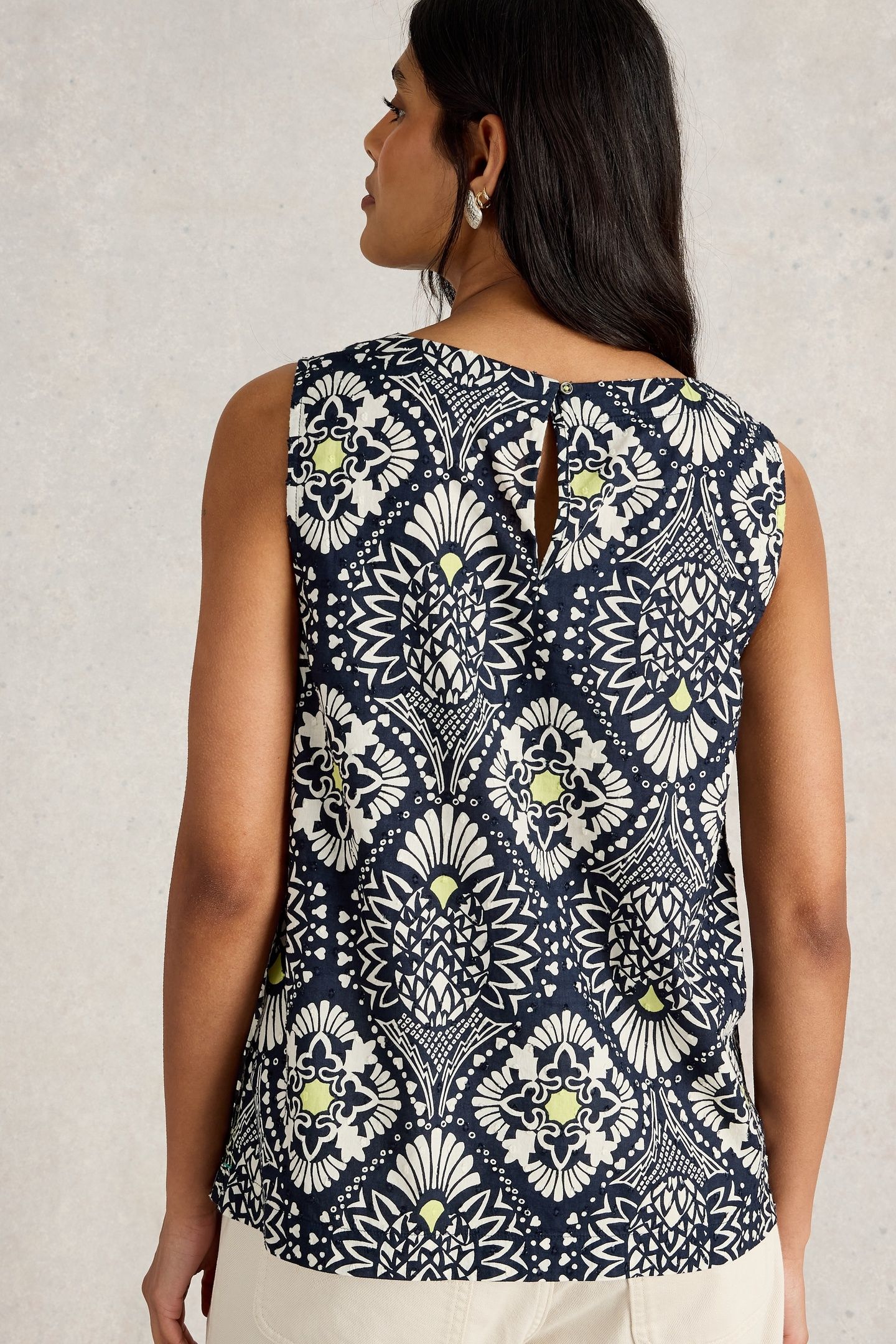 PARADISE COTTON VEST NAVY PRINT 2