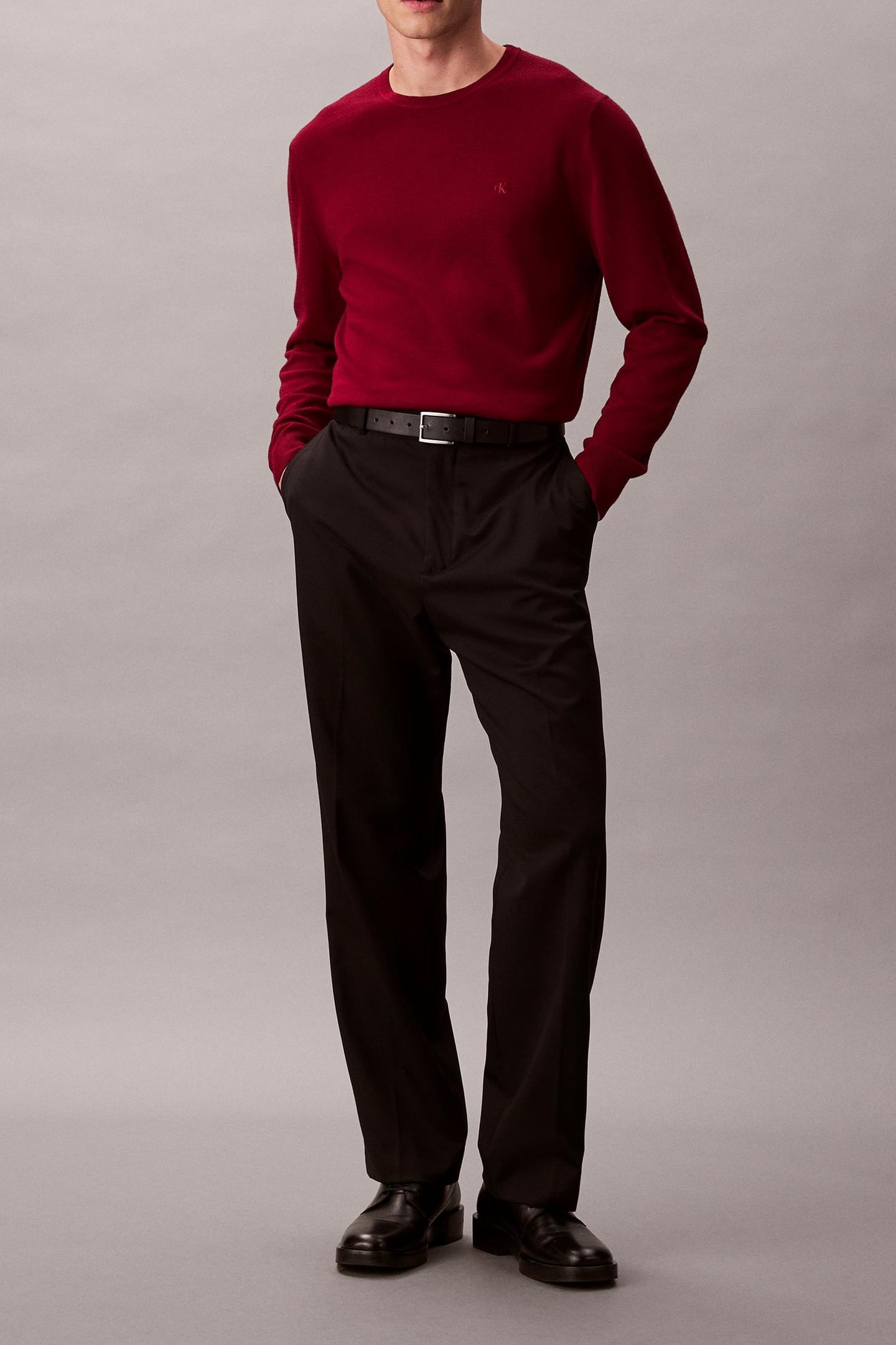 LS 100% MERINO CREW BEET RED 3
