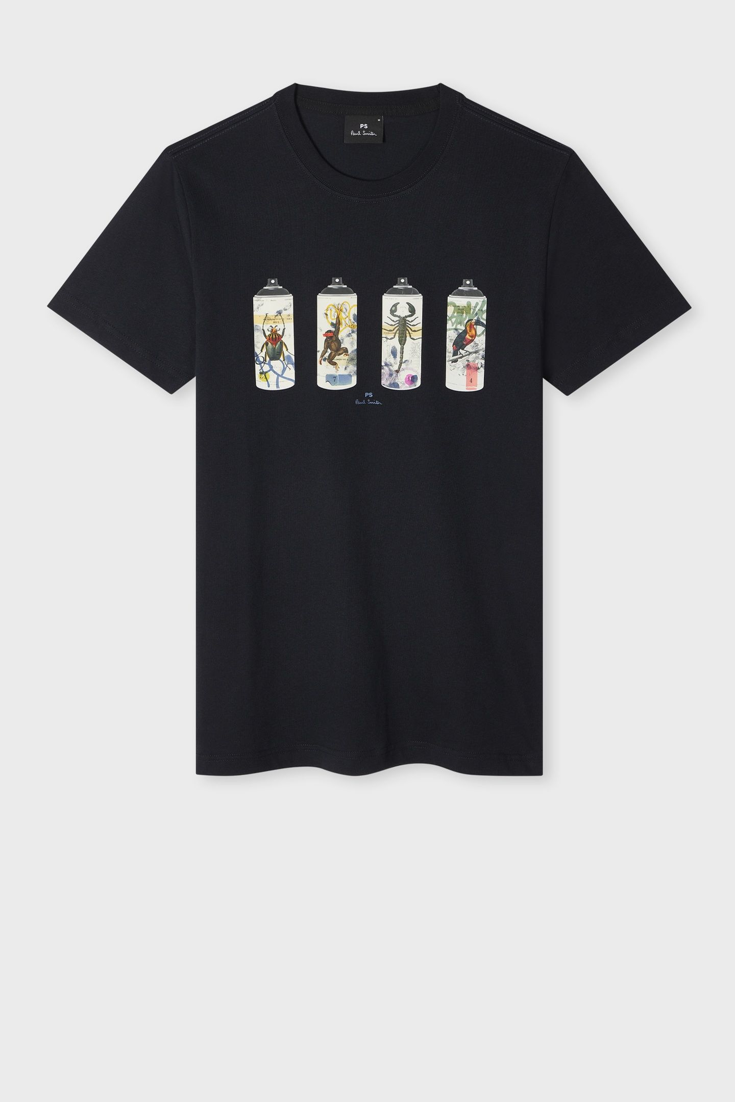MENS SLIM FIT T SHIRT ANIMAL SPRAY CANS VERY DARK NAVY 1