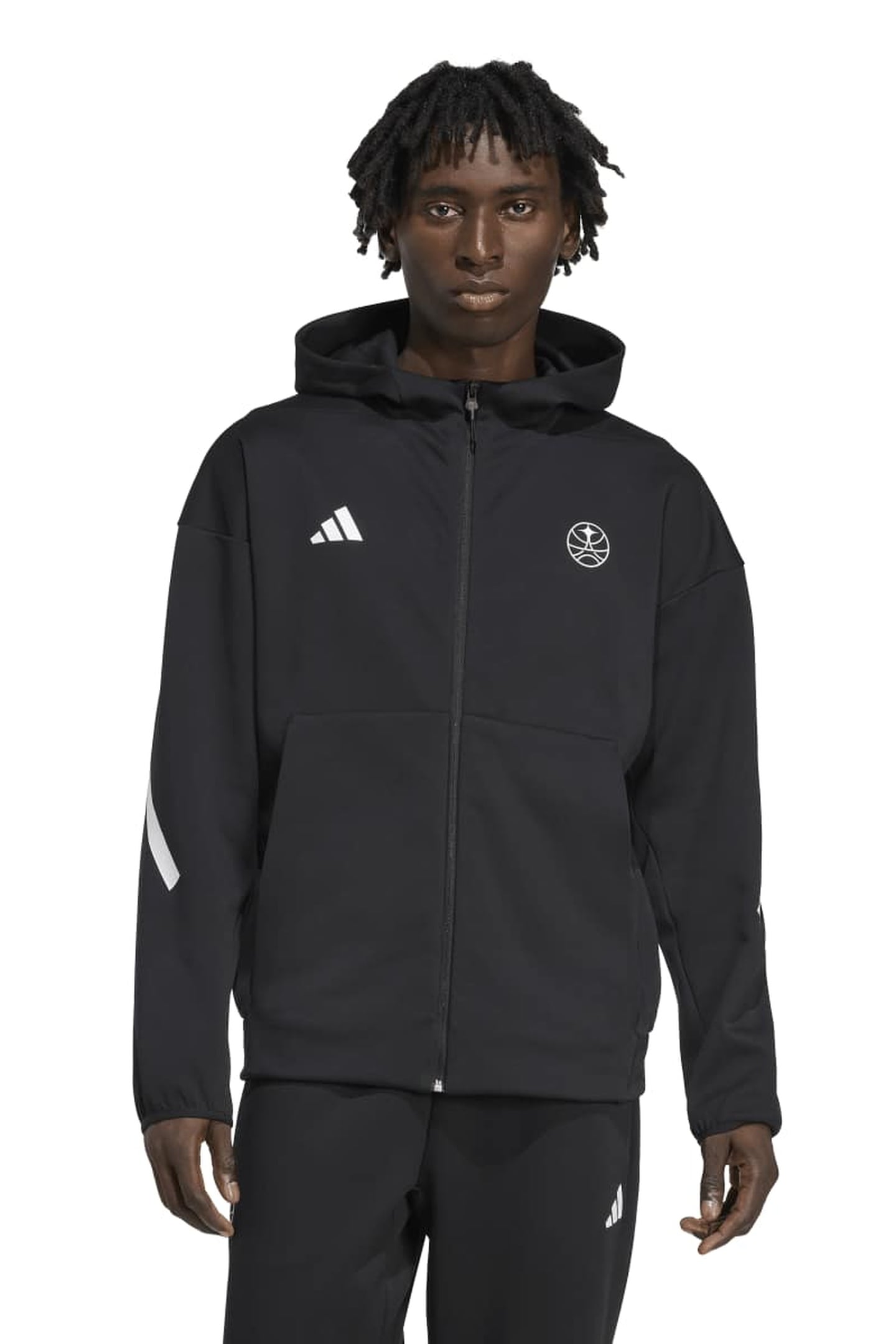 UNISEX FULL ZIP HOODED TRACK TOP BLACK 1