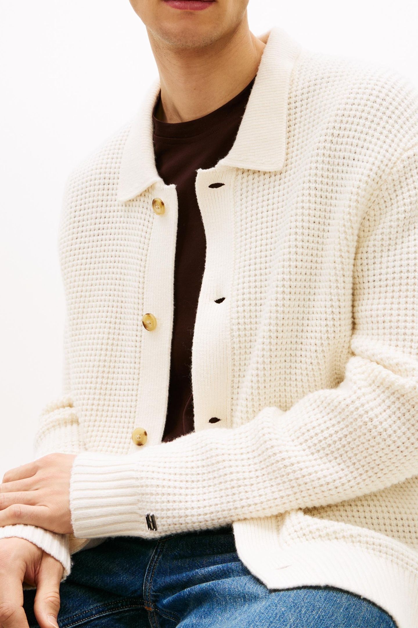 DC BUTTON UP CARDIGAN IVORY PETAL 5