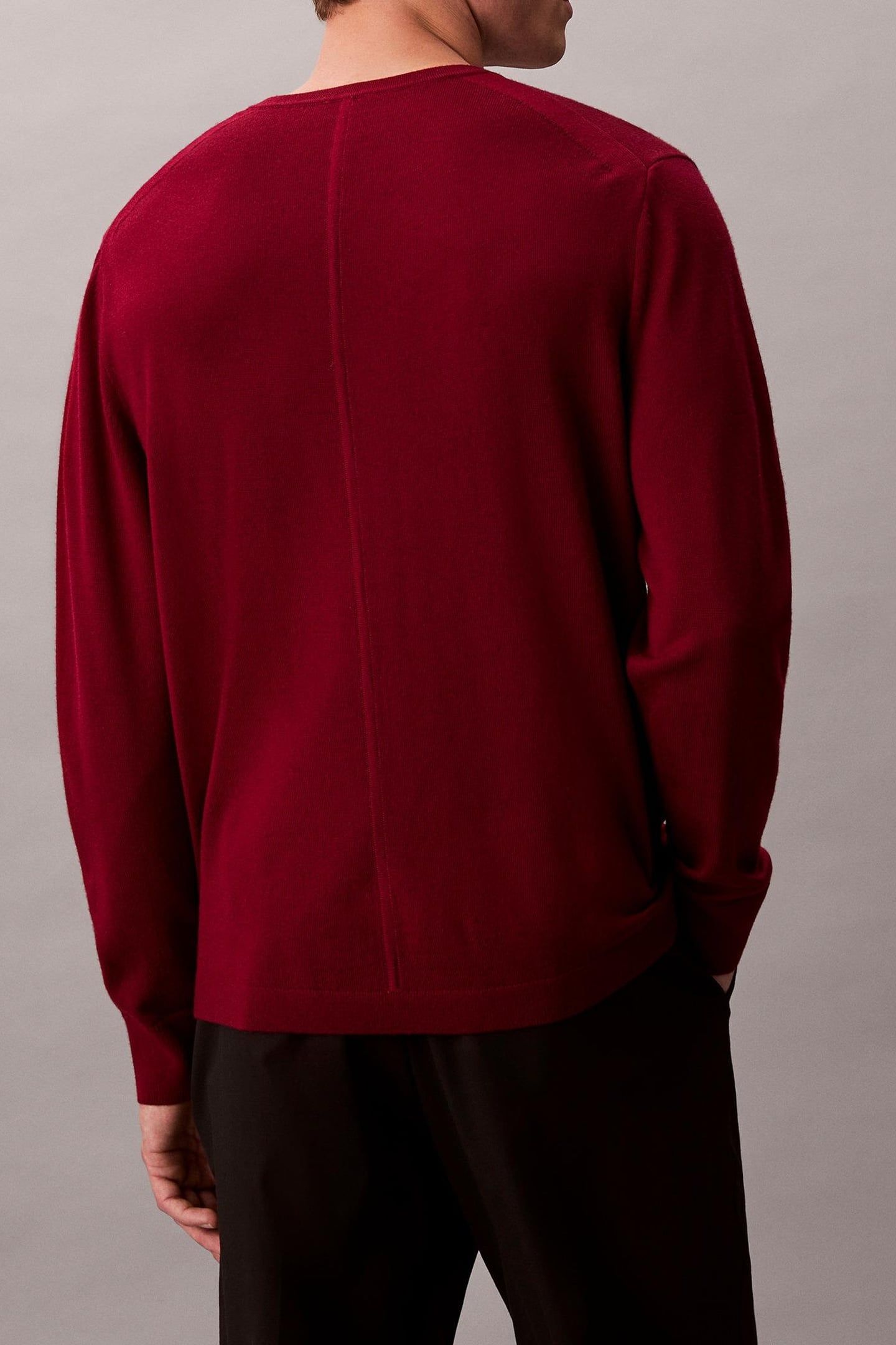 LS 100% MERINO CREW BEET RED 2