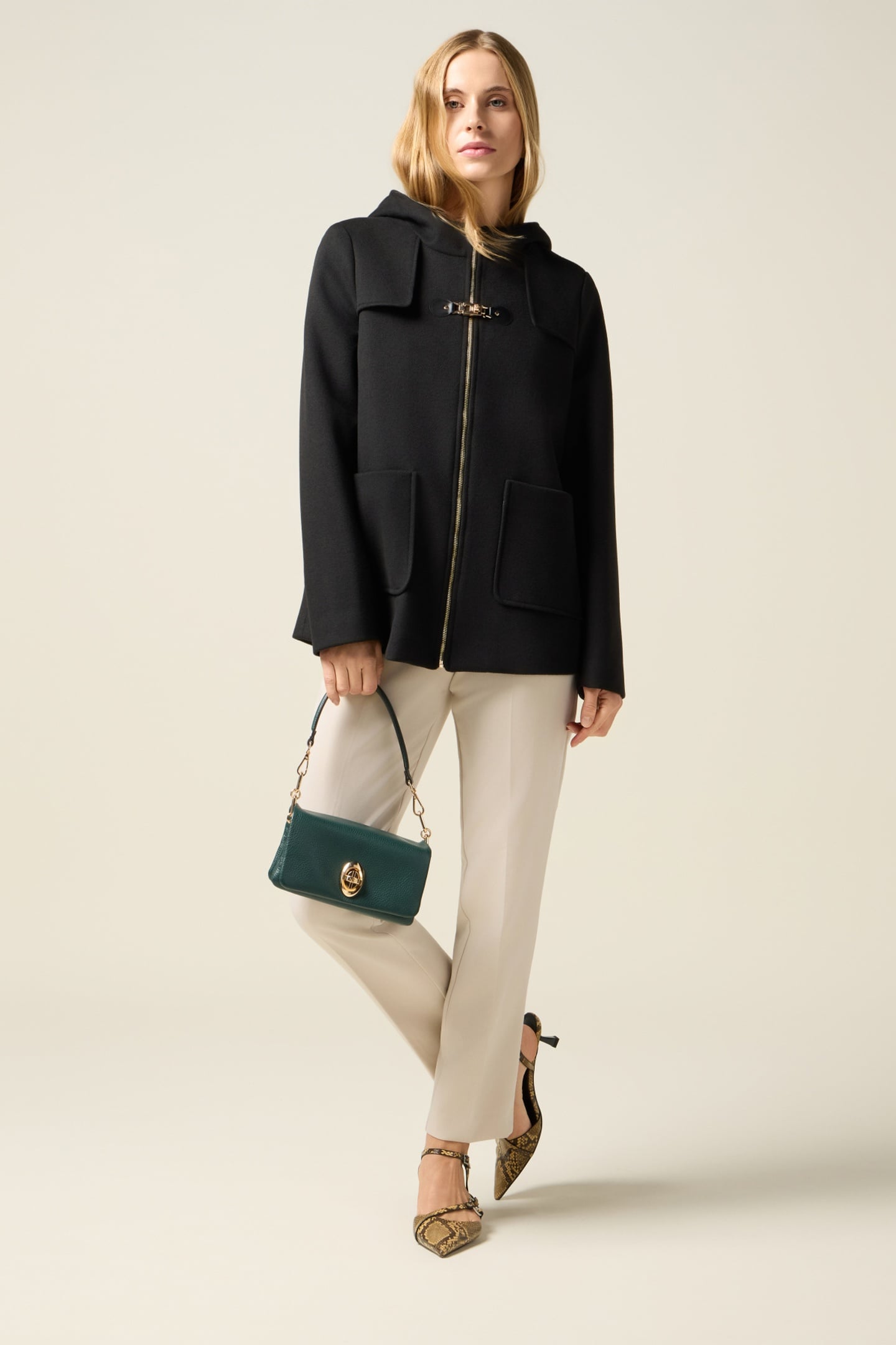 HOODED JACKET WITH BUCKLE BLACK 1