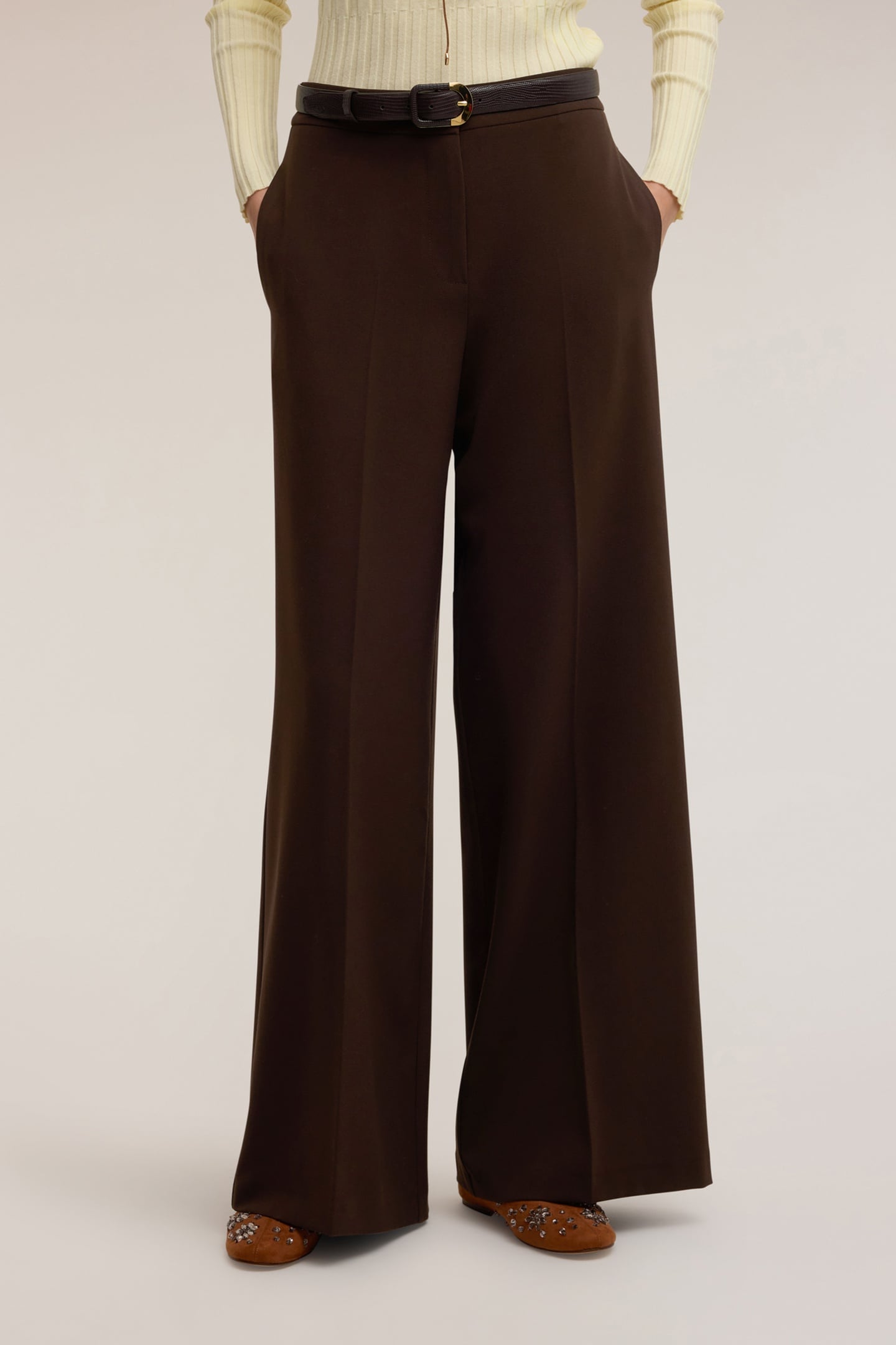 PALAZZO PANTS IN FLANNEL BROWN 2