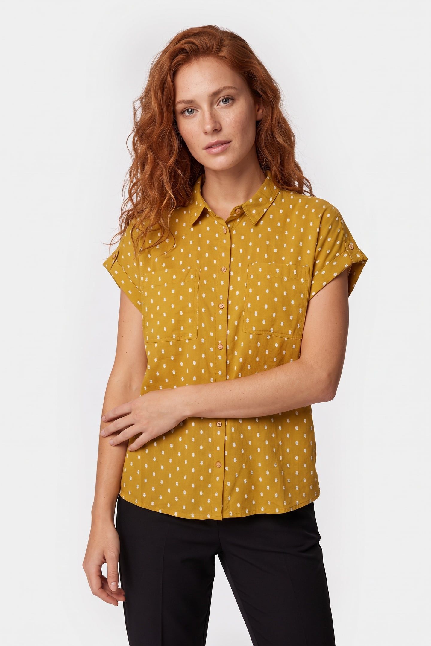 ELLIE ORGANIC COTTON SHIRT MID CHARTREUSE 1