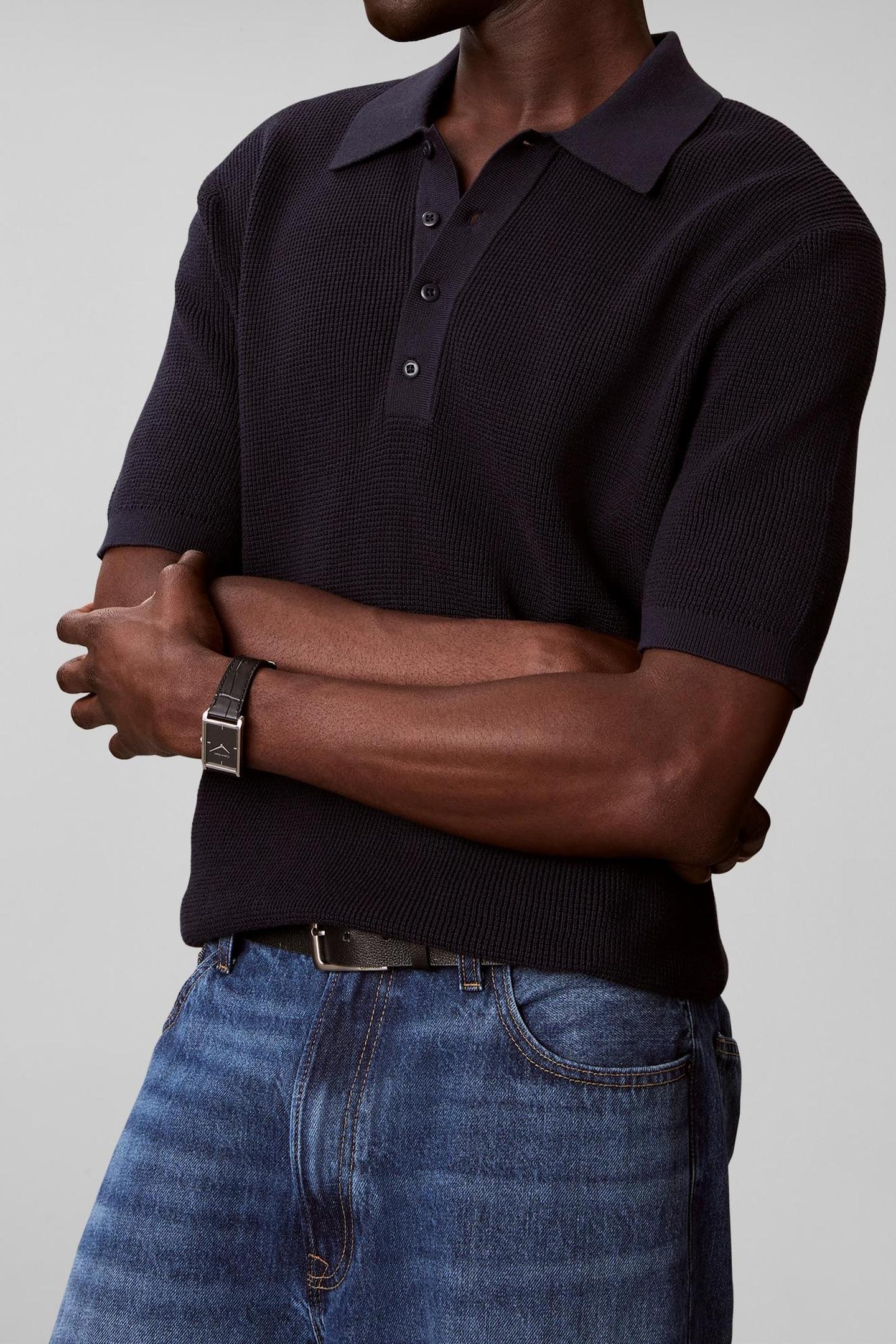 SS COTTON WAFFLE POLO DARK SAPPHIRE 5