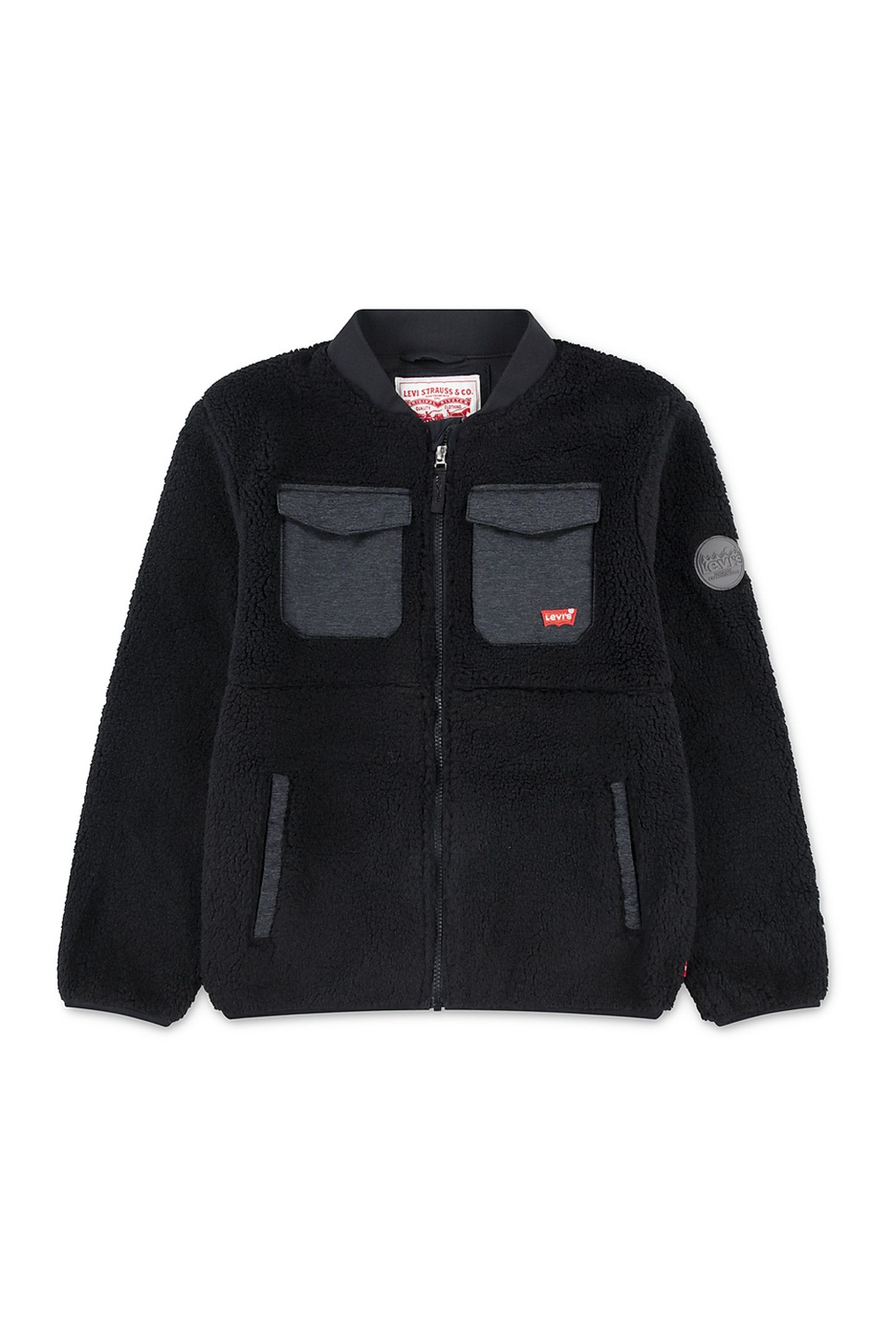 BOYS UTILITY PKT SHERPA JACKET JET BLACK 1