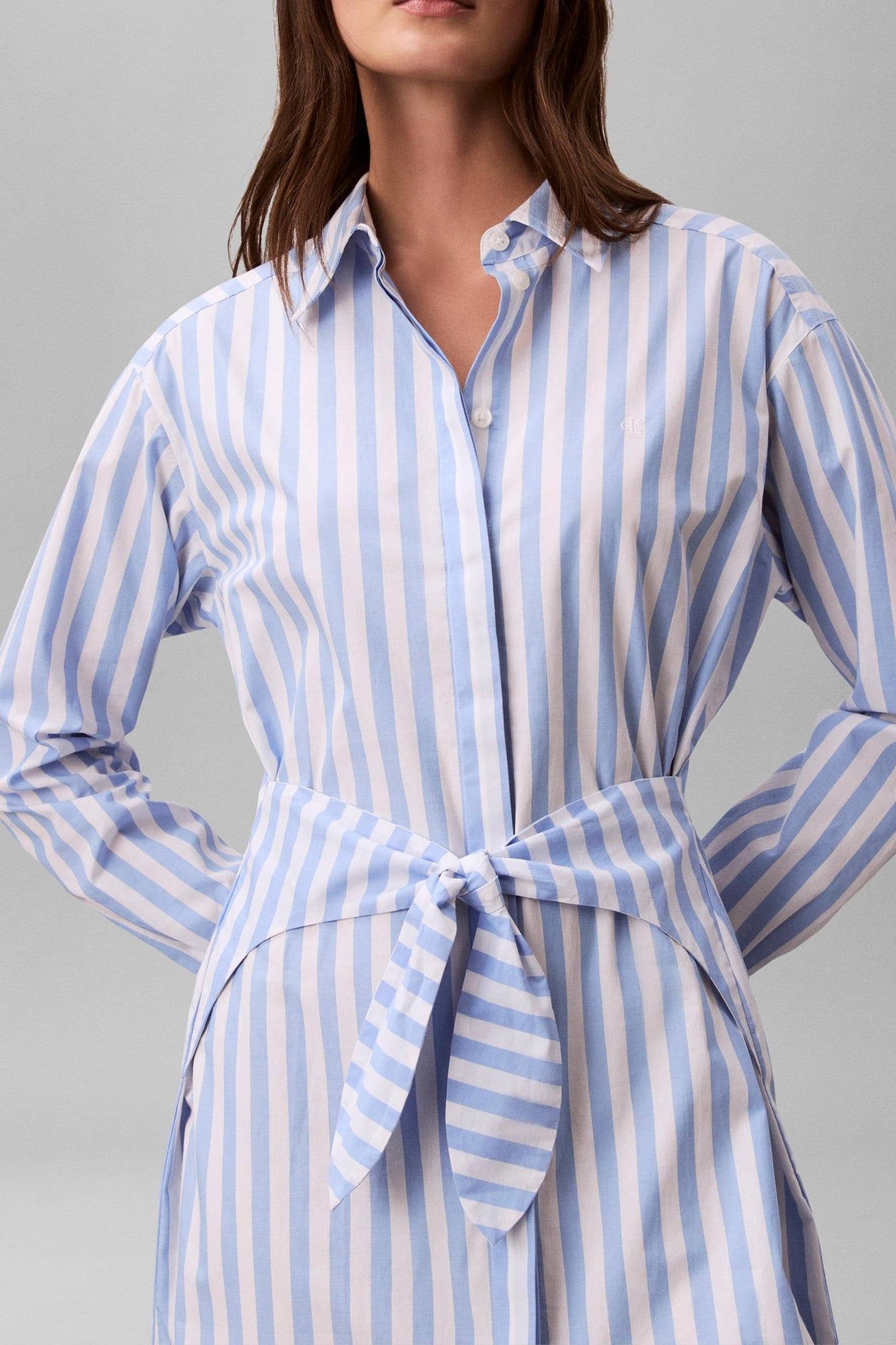 YARNDYE COTTON POPLIN DRESS BLUE DESCENT 5