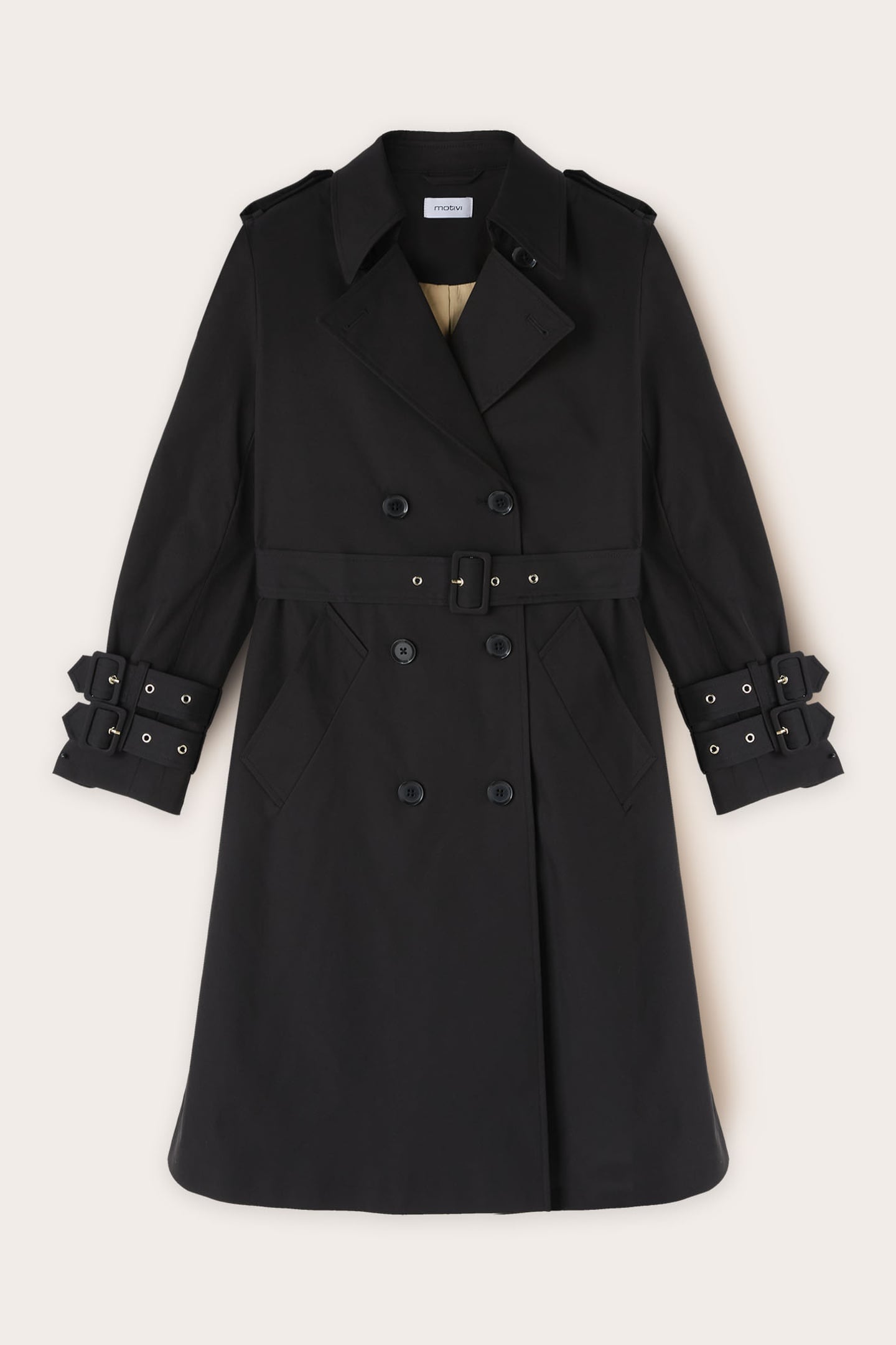DOUBLE-BREASTED TRENCH COAT IN TECHNICAL FABRIC BLACK 5