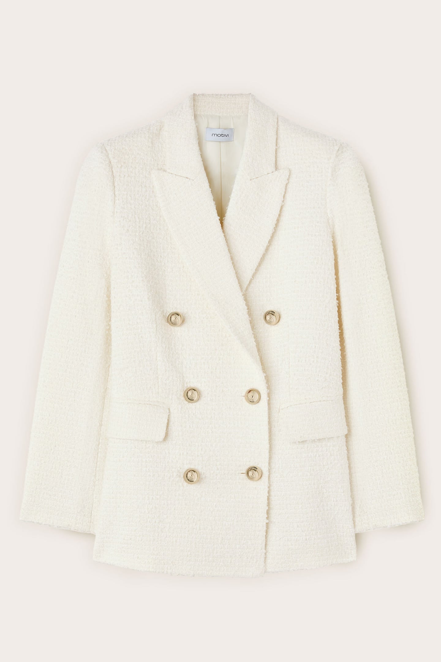 DOUBLE-BREASTED BLAZER IN BOUCLÉ FABRIC WHITE 5