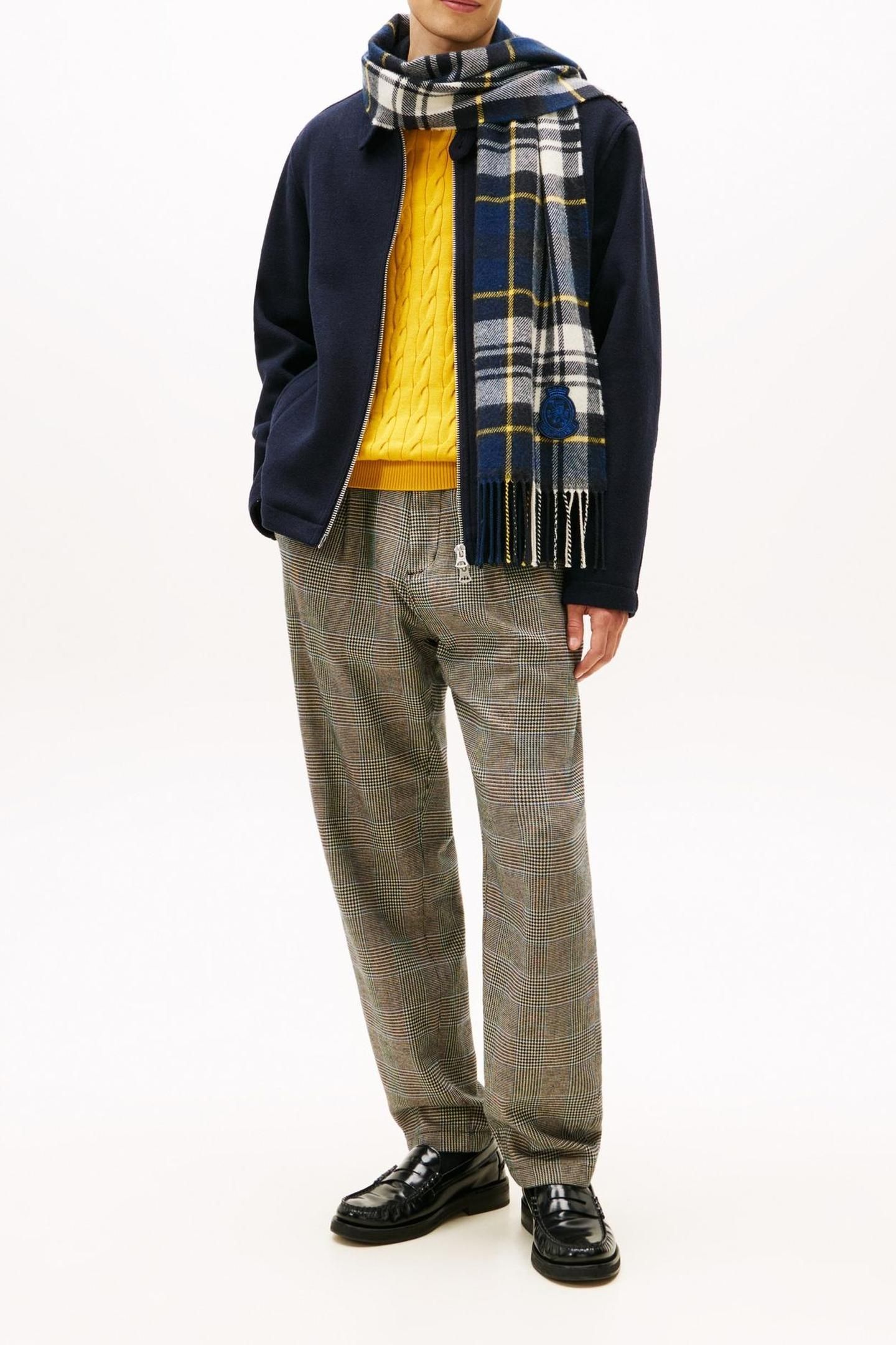 TH CREST CHECK SCARF PREPPY NAVY CHECK 2