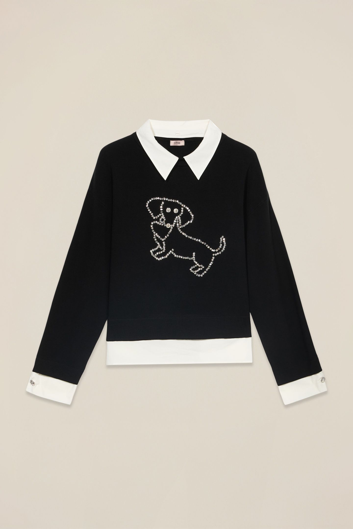 SWEATER WITH RIBBED CUFFS AND COLLAR BLACK 3