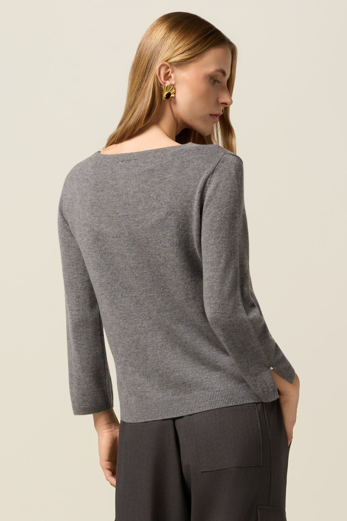 WOOL AND CASHMERE CARDIGAN WITH BUTTONS GREY 2