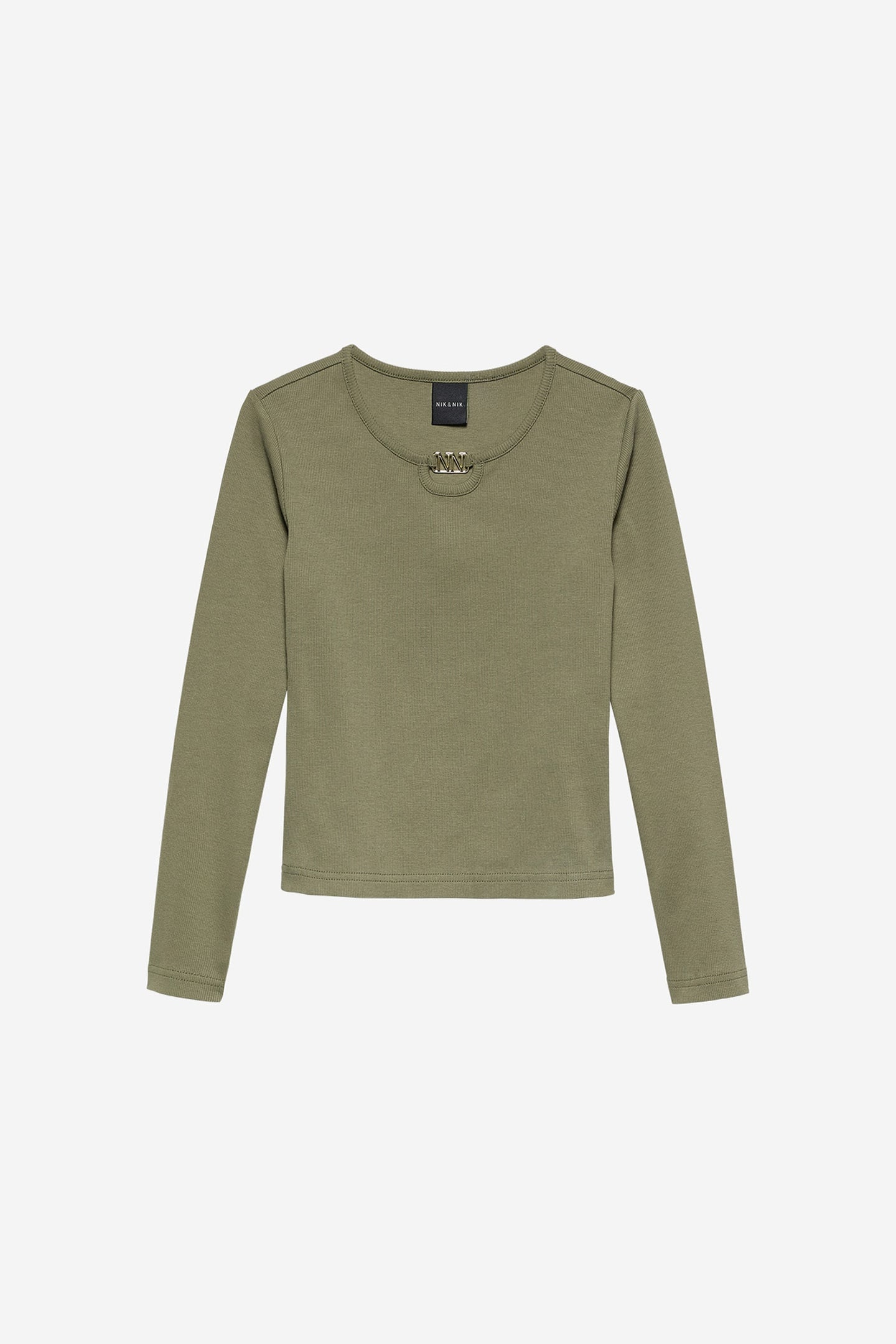 PRESLEY LS RIB TOP BRONZE GREEN 1