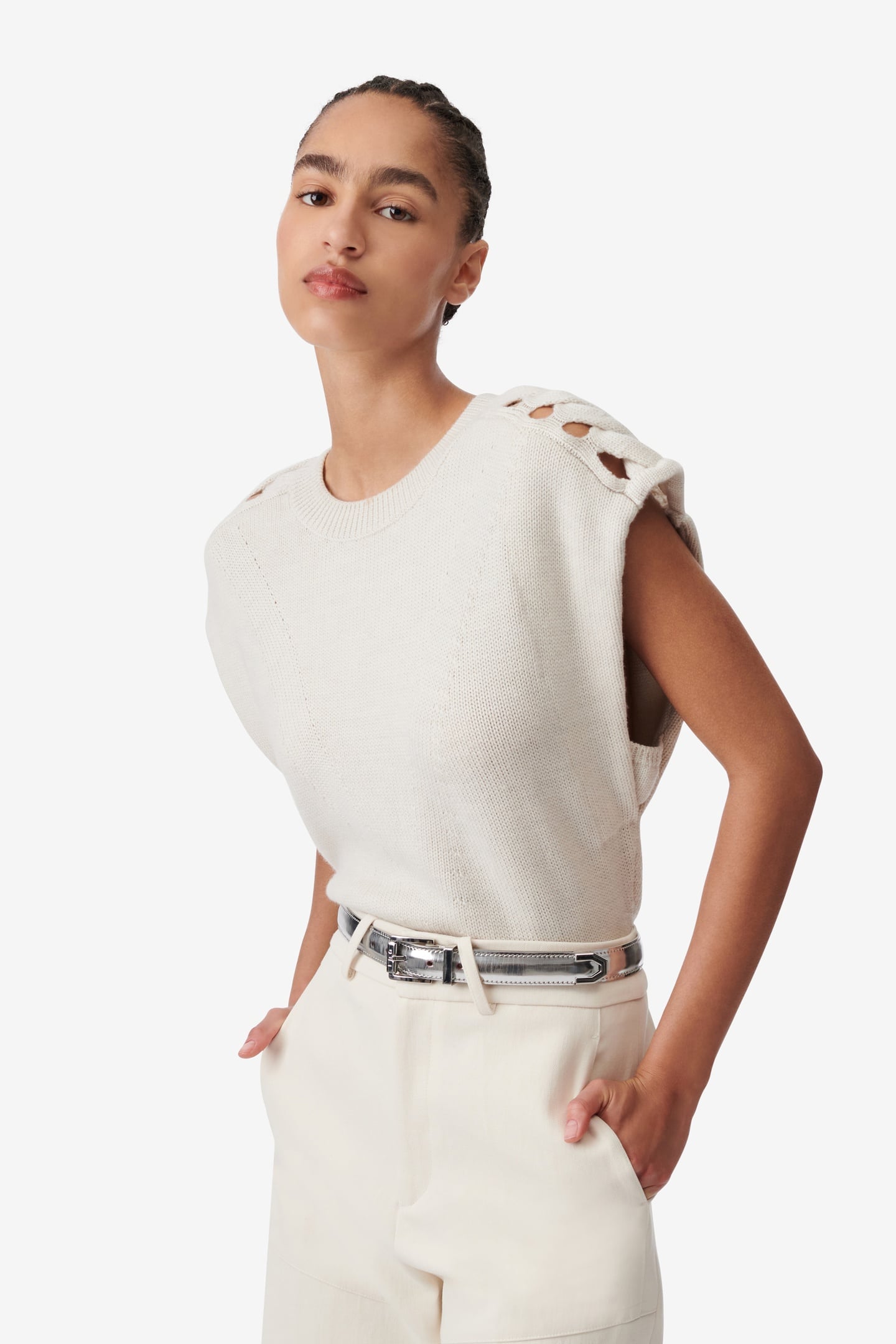 AMAYA SWEATER ECRU/WHITE 3