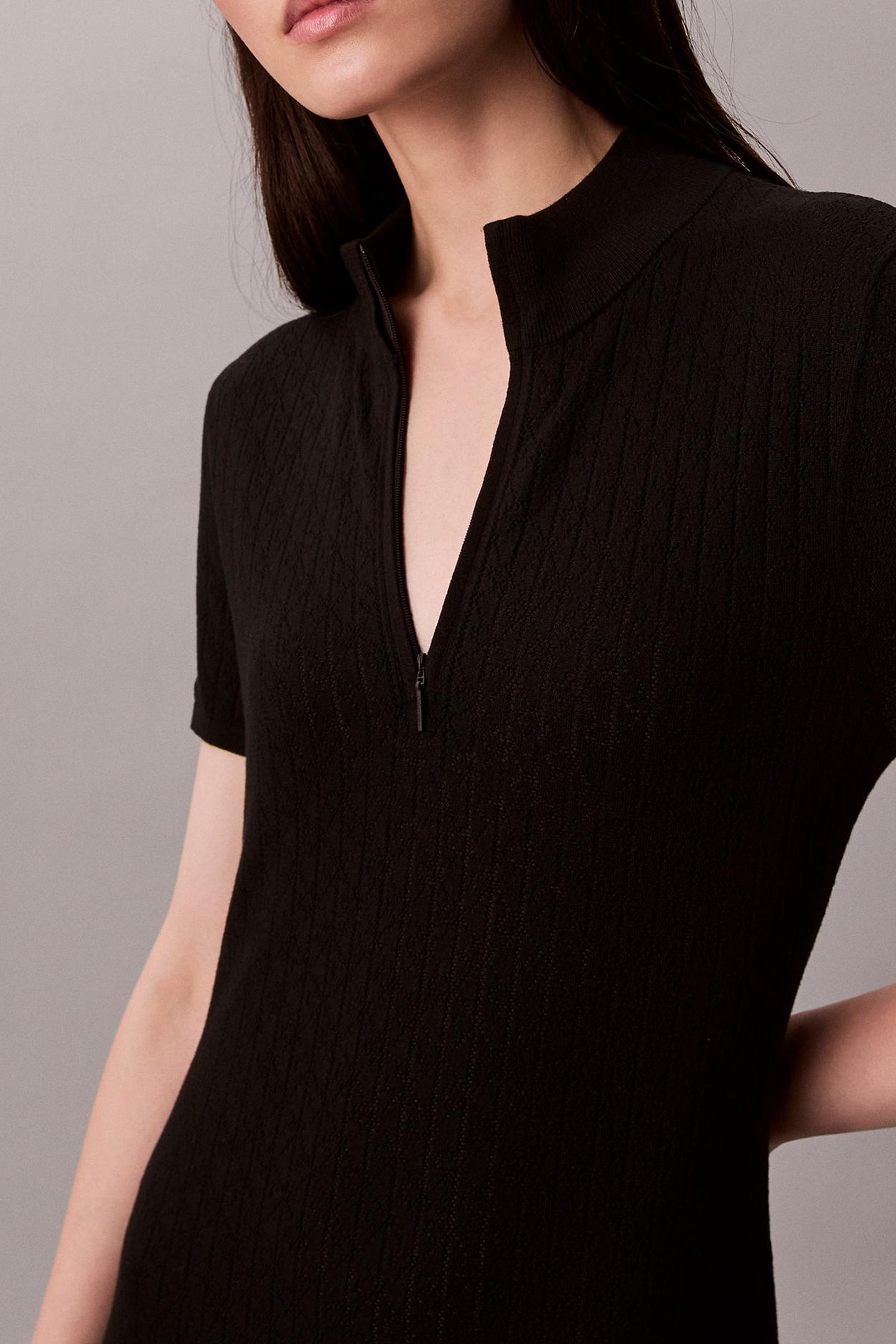 SPORTY 1/4 ZIP MINI DRESS BLACK 7