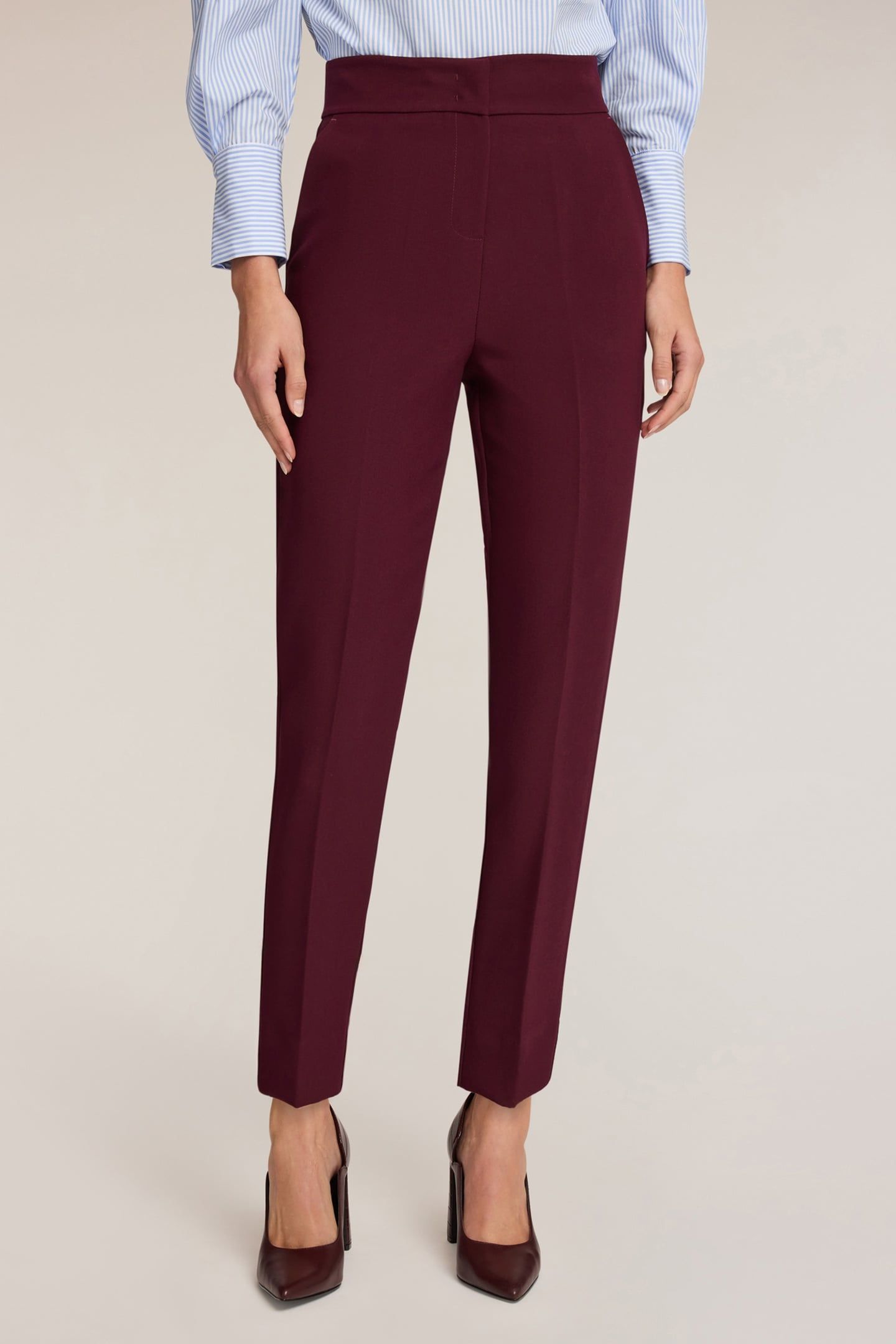 HIGH-WAISTED CARROT PANTS BURGUNDY 2