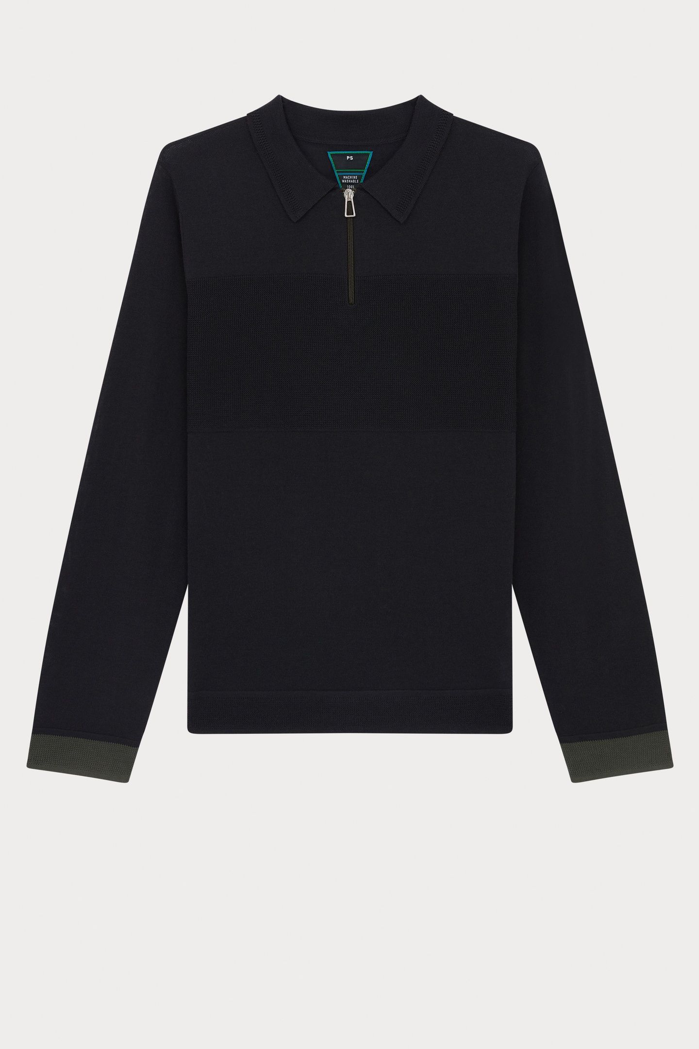 MENS SWEATER LS POLO BLACK MELANGE 6