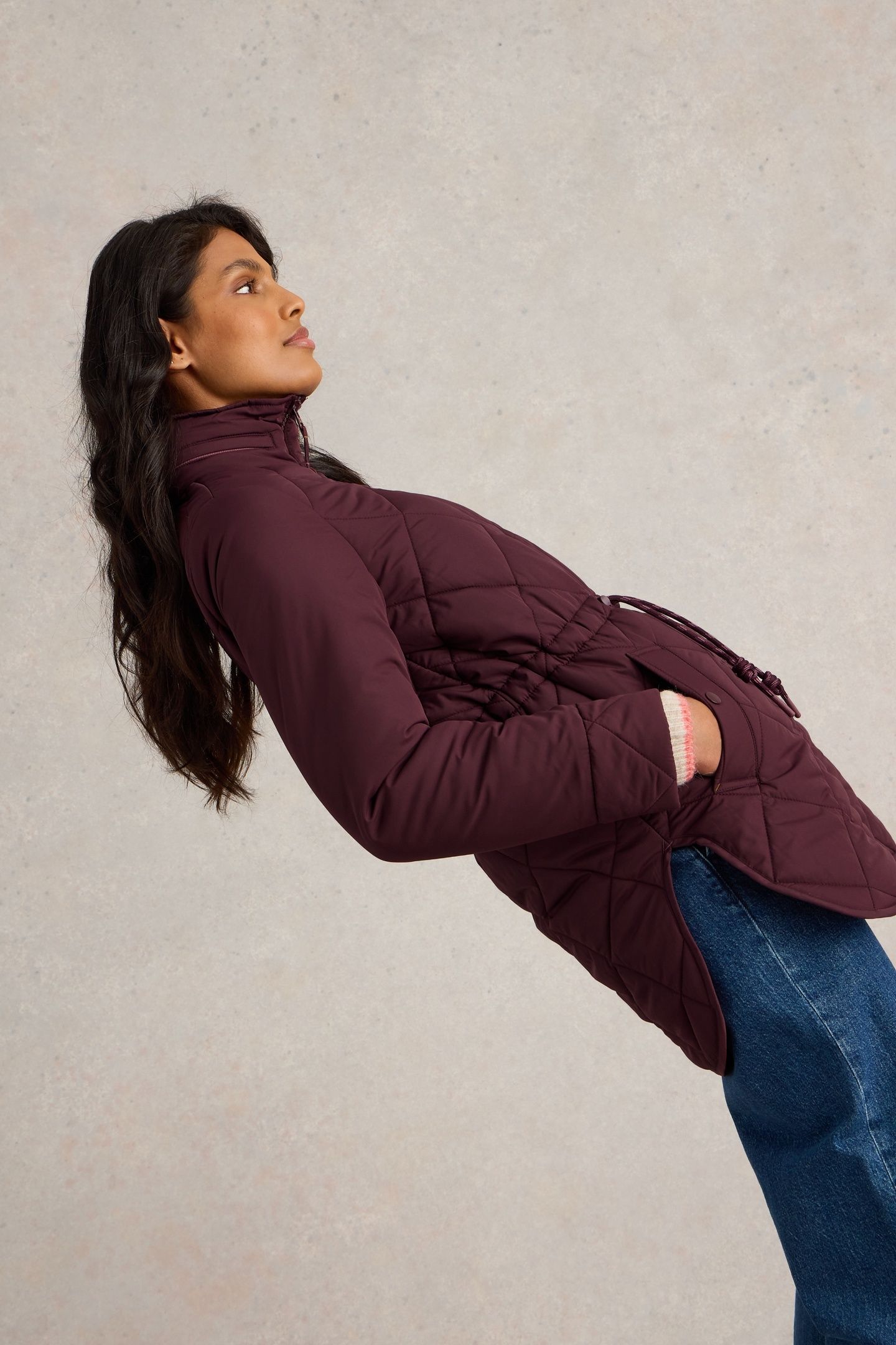 EMILIA QUILTED COAT DARK PLUM 4