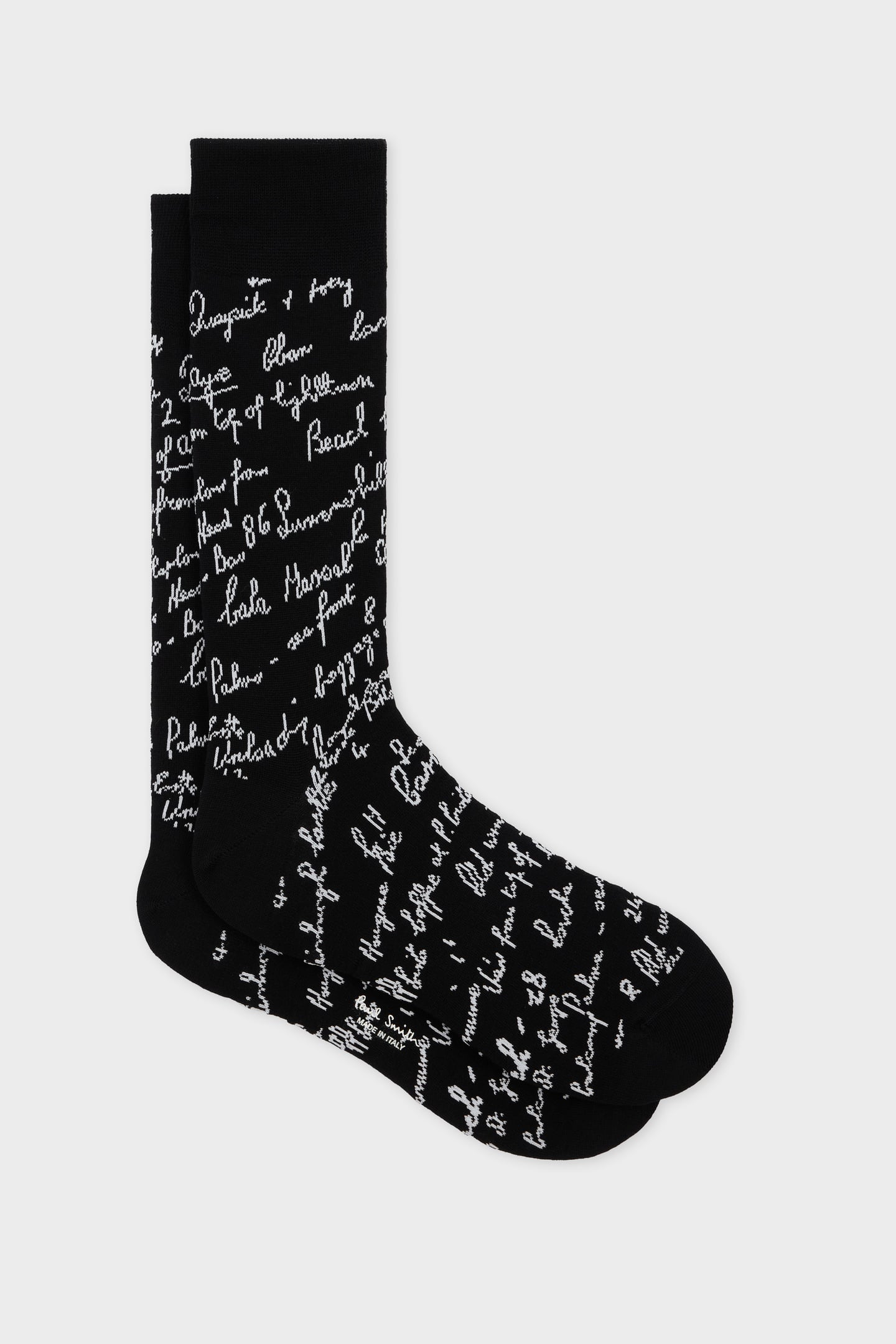 MEN SOCK HANDWRITING BLACK 1