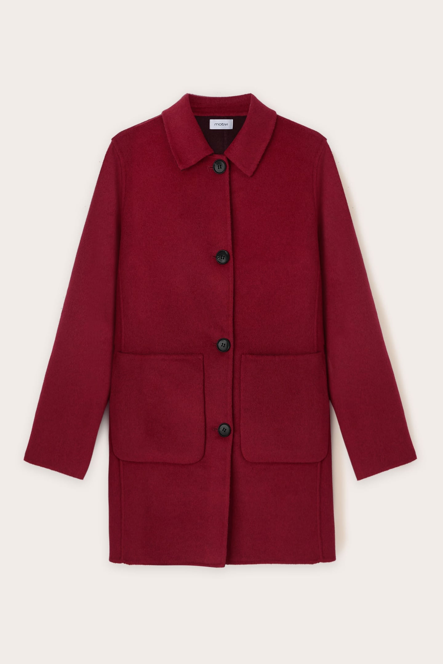 REVERSIBLE COAT IN WOOL BLEND FABRIC BURGUNDY 5