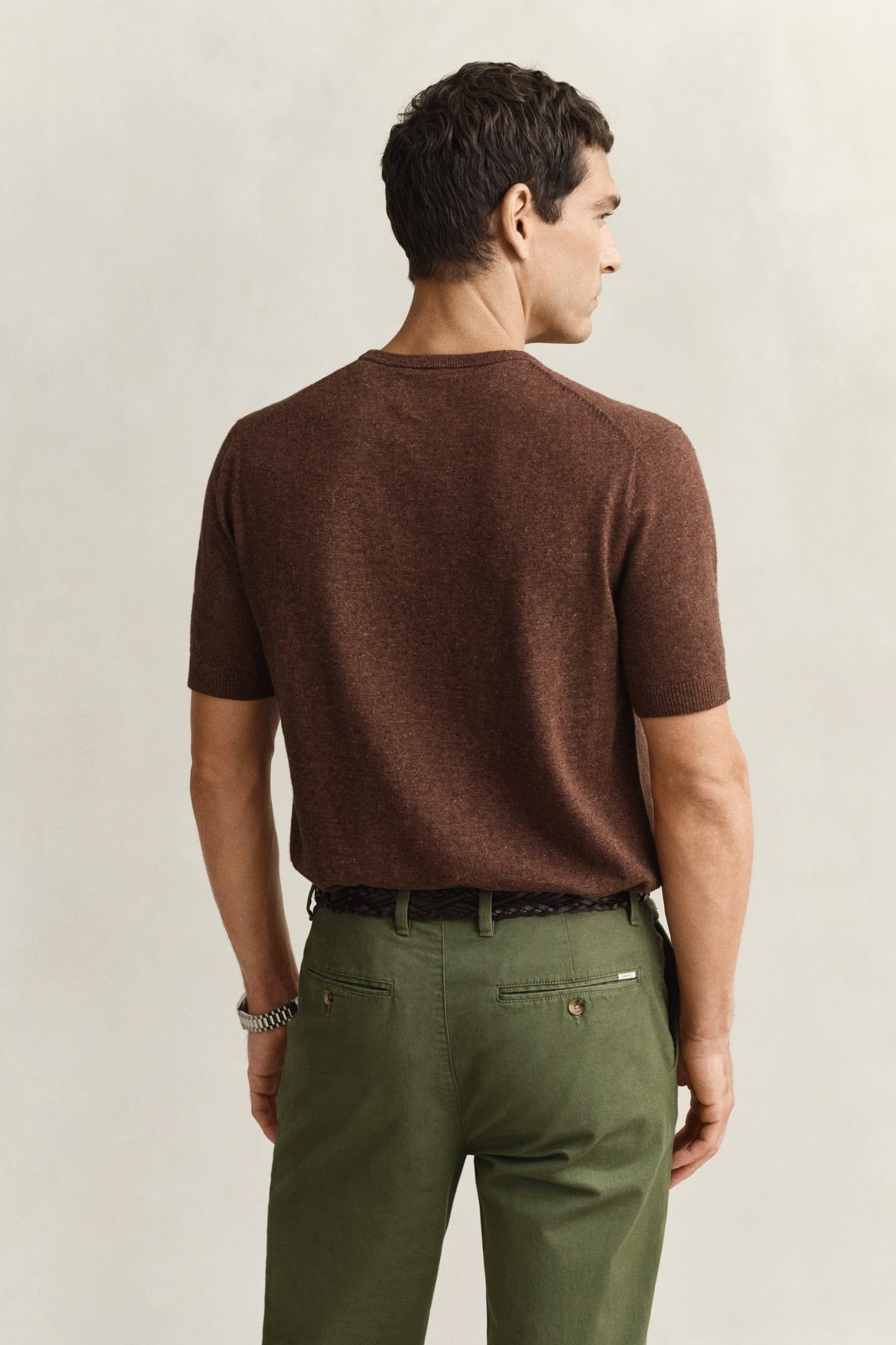 SLUB COTTON LINEN SS C-NECK HAZELNUT MELANGE 2