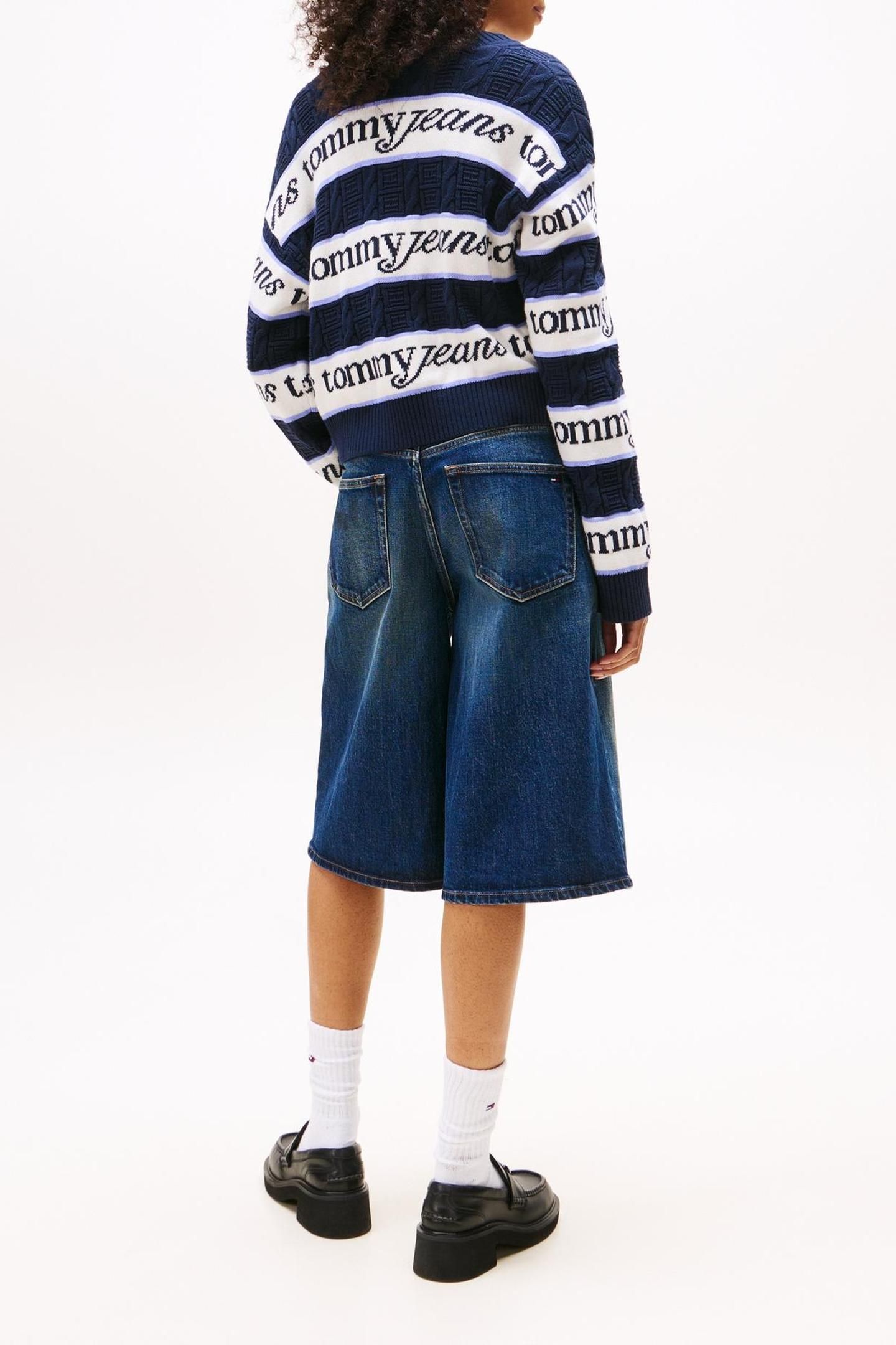 TJW STRIPE LOGO SWEATER DARK NIGHT NAVY/STRIPE 2