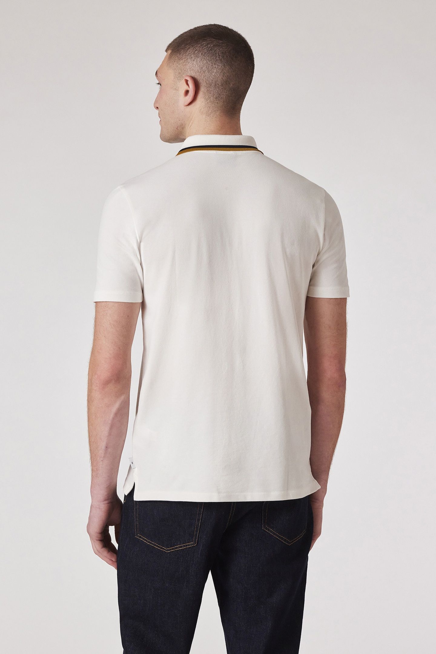 MENS REG FIT HALF ZIP POLO OFF WHITE 3