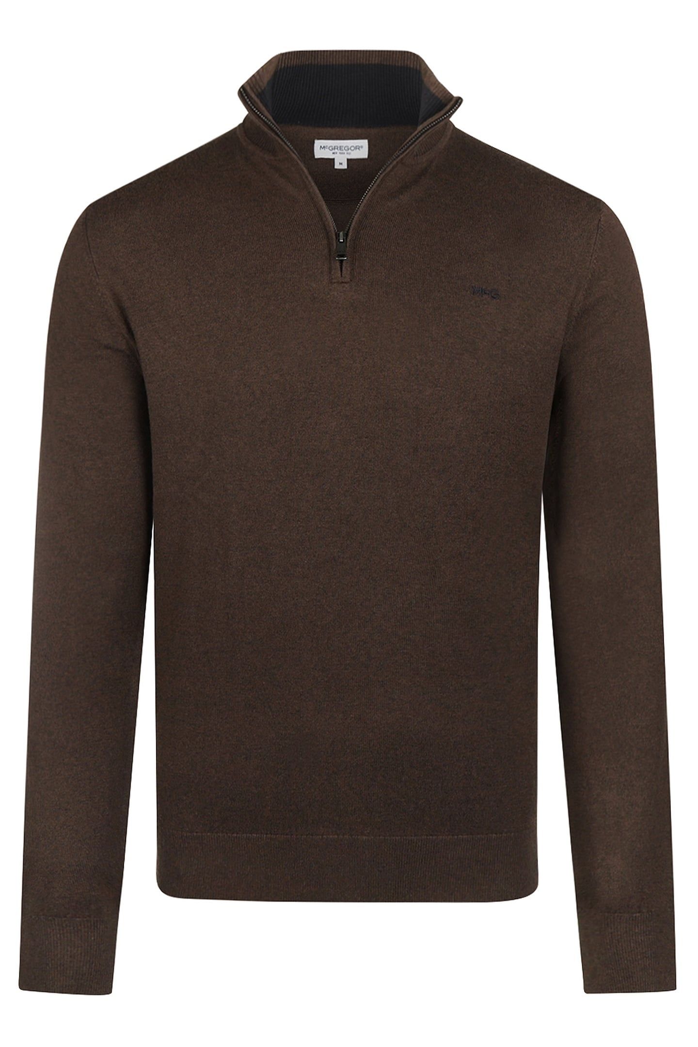ZIP MOCK SWEATER CHOCOLATE BROWN 1
