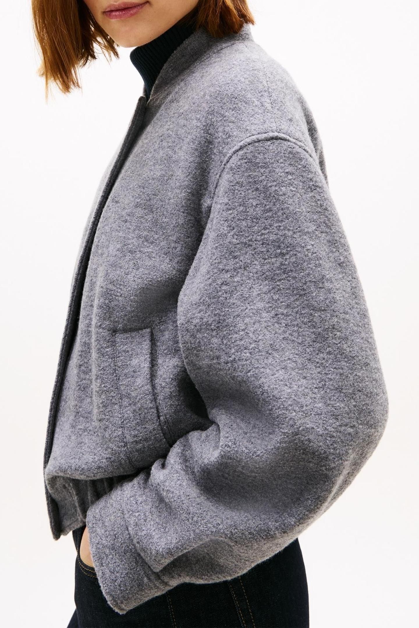 WOOL TEXTURE REG BOMBER MID GREY HEATHER 6