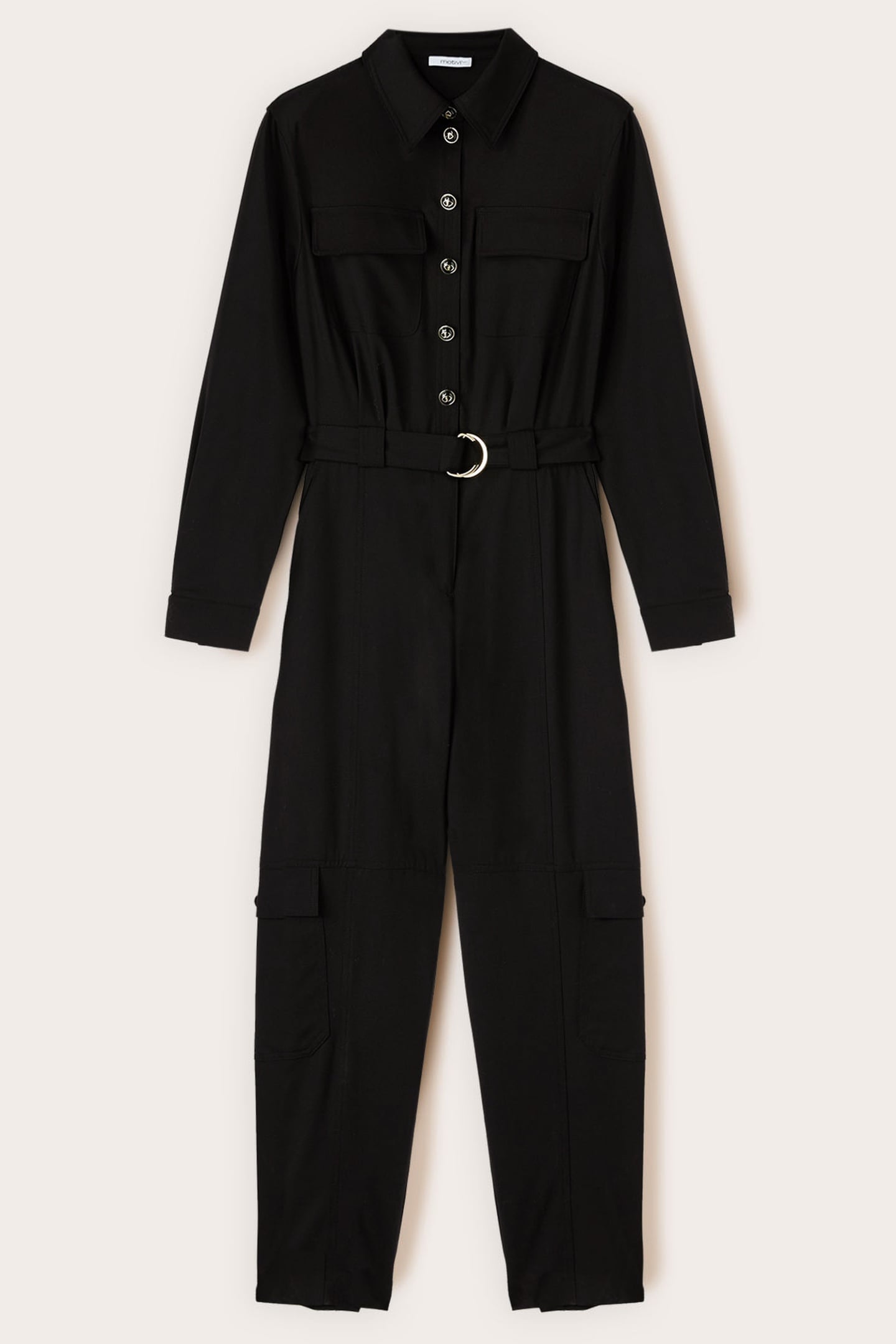 LONG JUMPSUIT IN WOOL BLEND FLANNEL BLACK 4