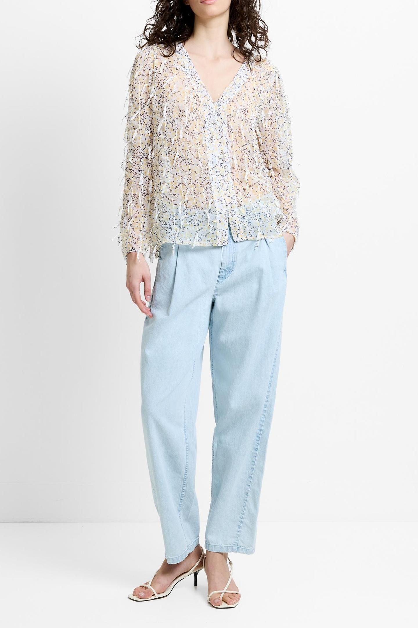 BONNIE KATELYN TEXTURE BLOUSE WHITE YELLOW MULTI 6