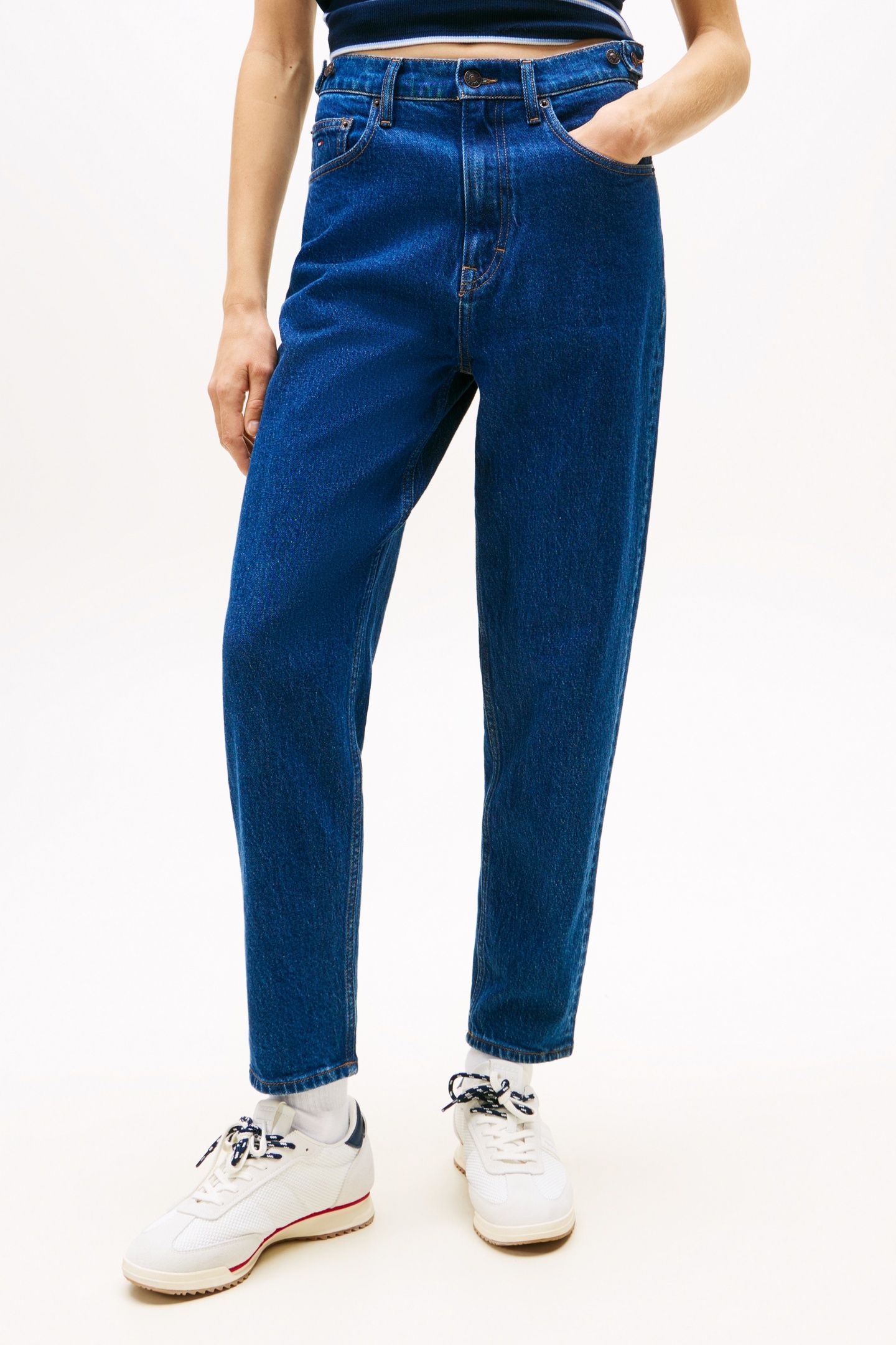 MOM JEAN TAPERED TAB DENIM DARK 1