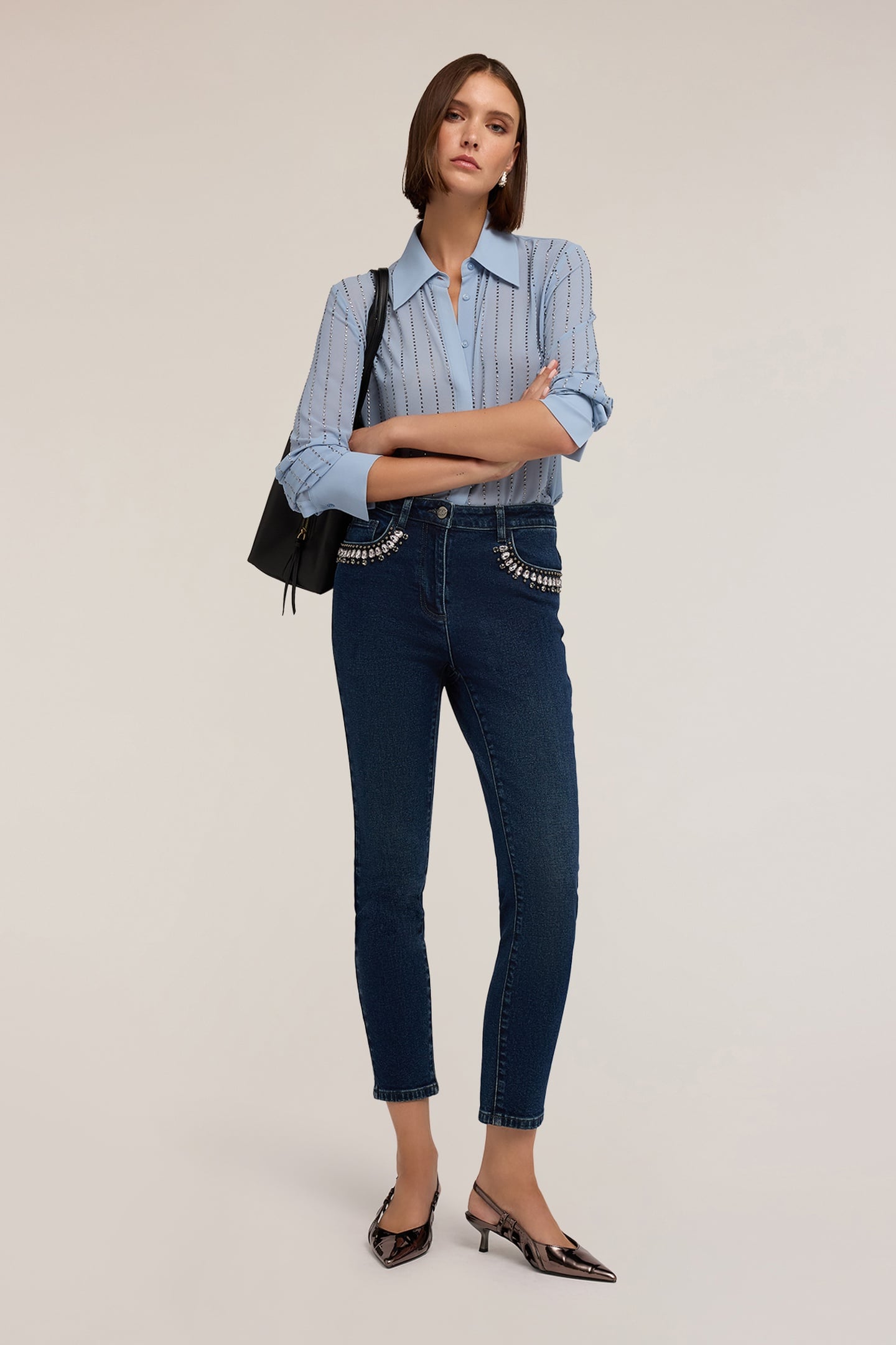 SKINNY JEANS WITH EMBROIDERED POCKETS BLUE 1