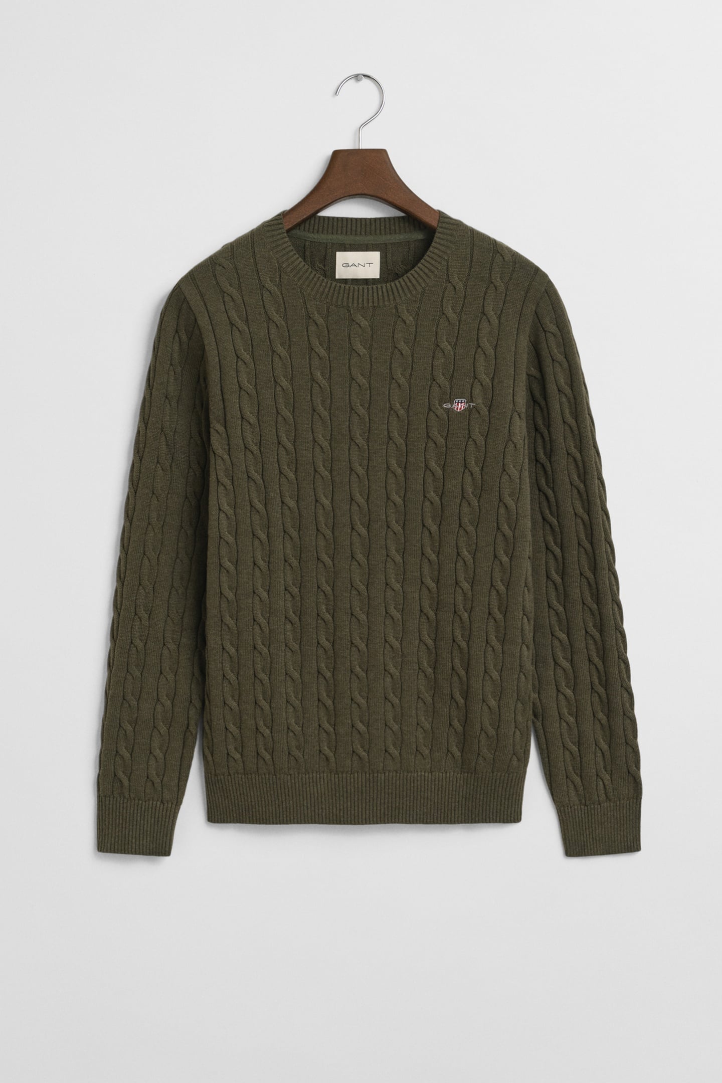 CLASSIC CABLE KNIT SWEATER KHAKI GREEN MEL 3