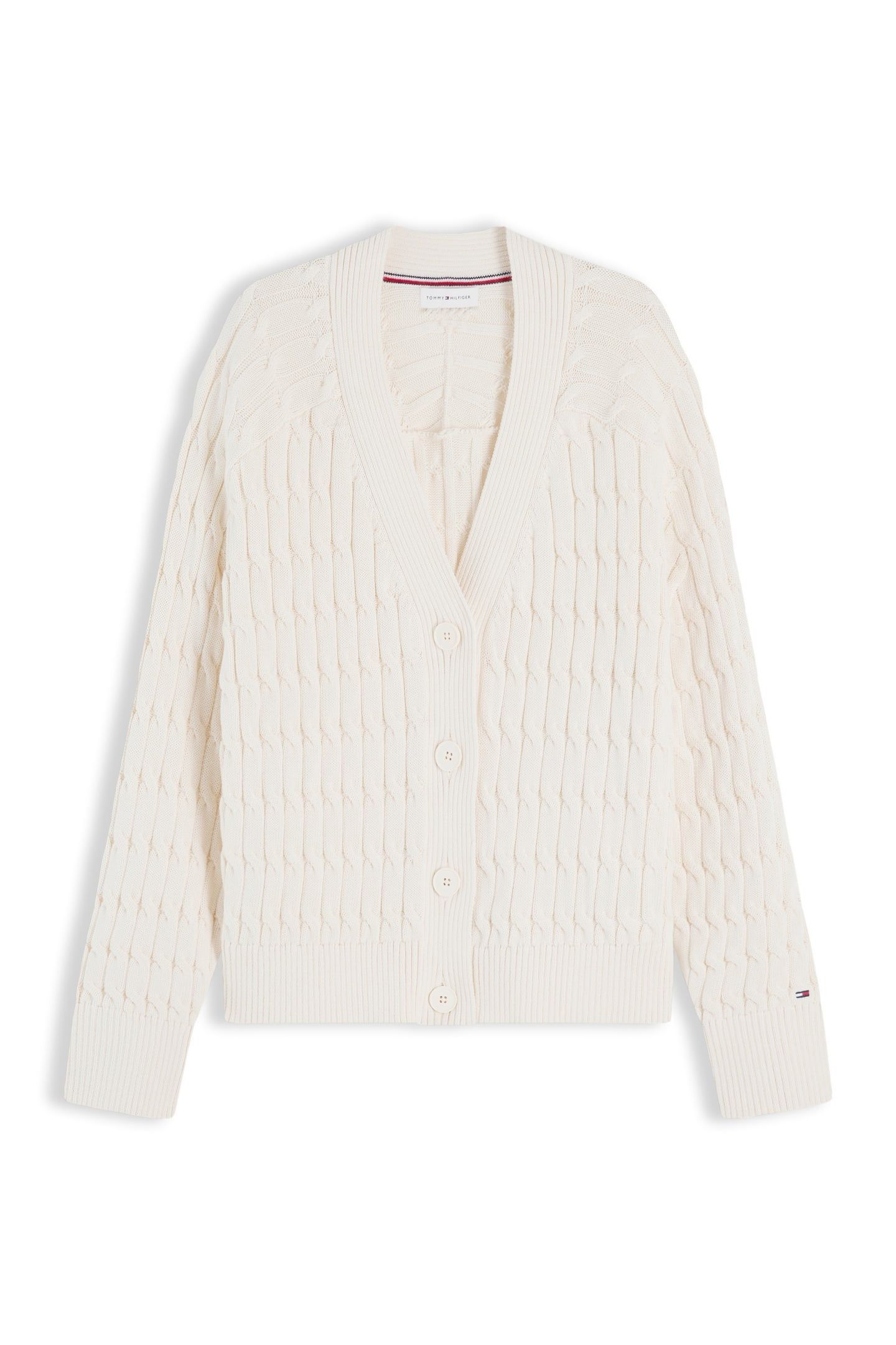 MID GG CABLE V-NECK LS IVORY PETAL 3