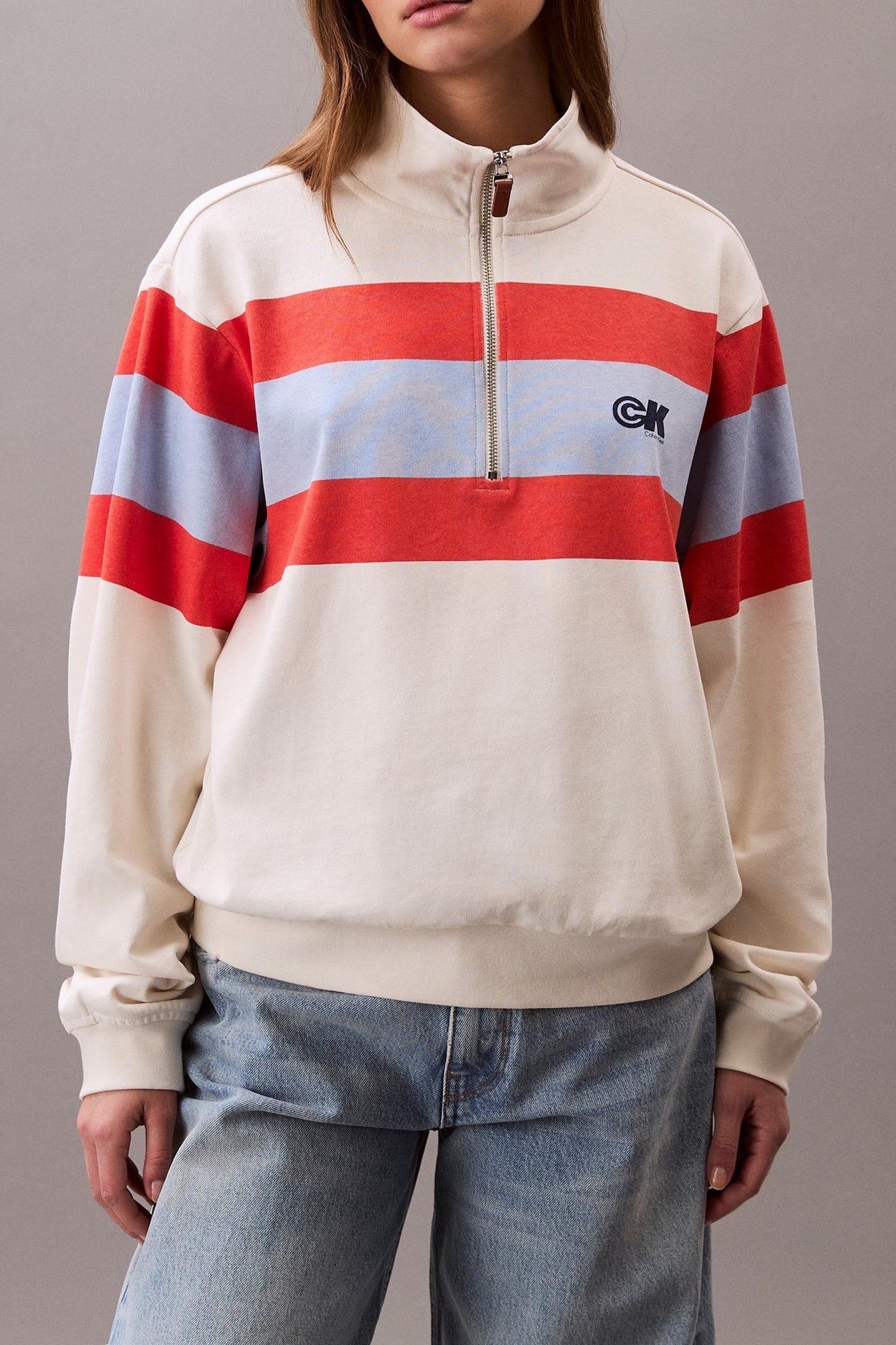 RUGBY JERSEY 1/4 ZIP TOFU COMBO STRIPE 1