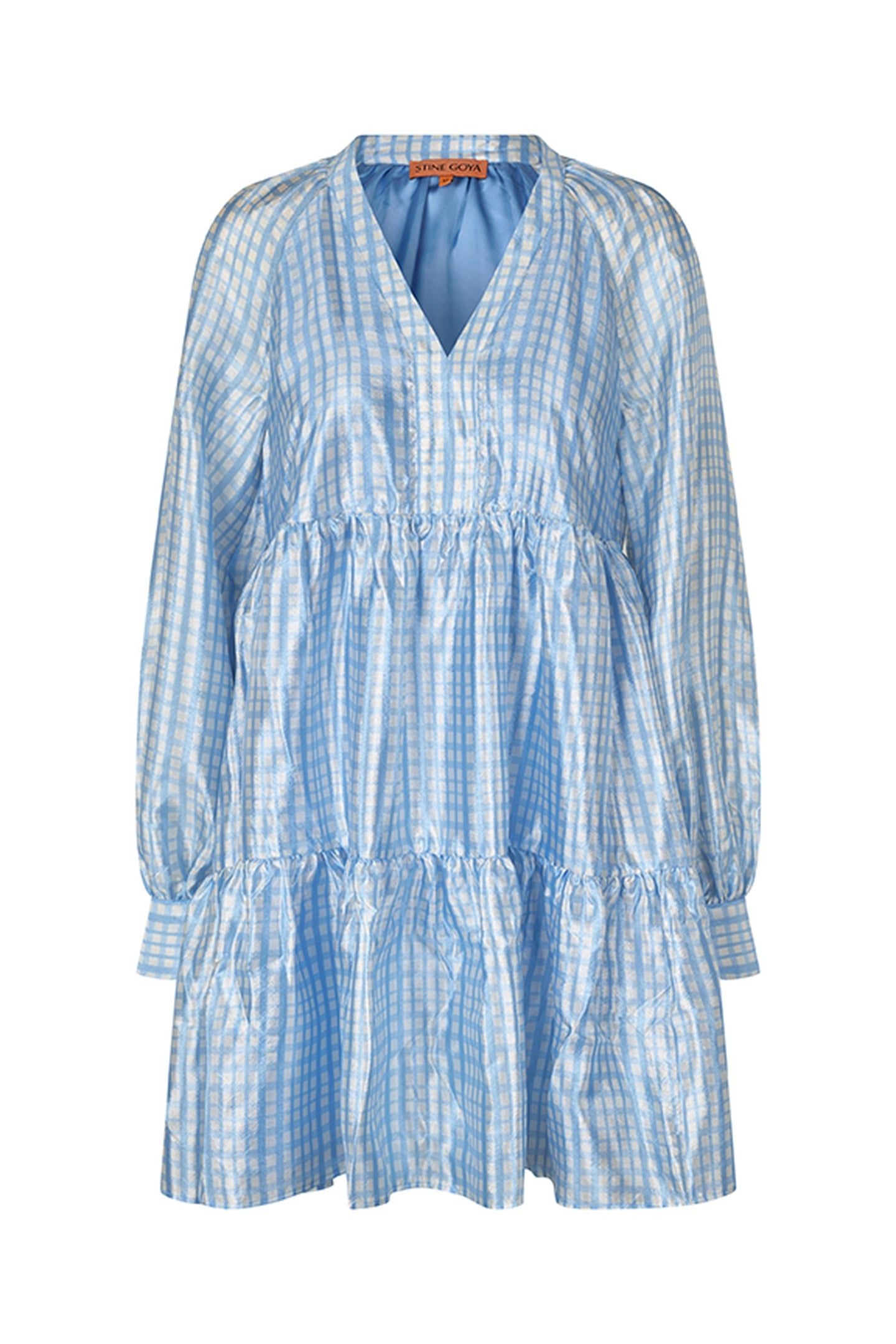 JASMINE DRESS MID BLUE CHECK 3