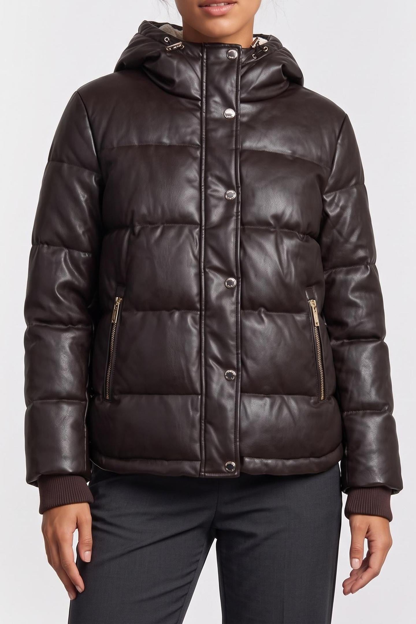 FAUX LEATHER PUFFER CHOCOLATE 1