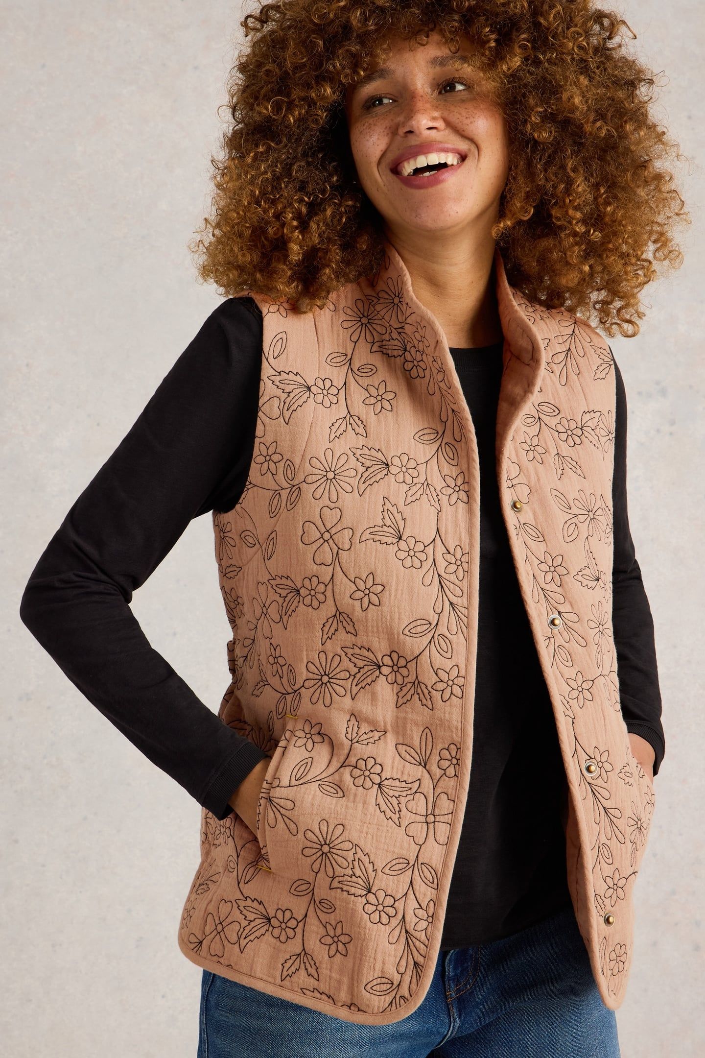 FLORENCE EMBROIDERED GILET NATURAL MULTI 1