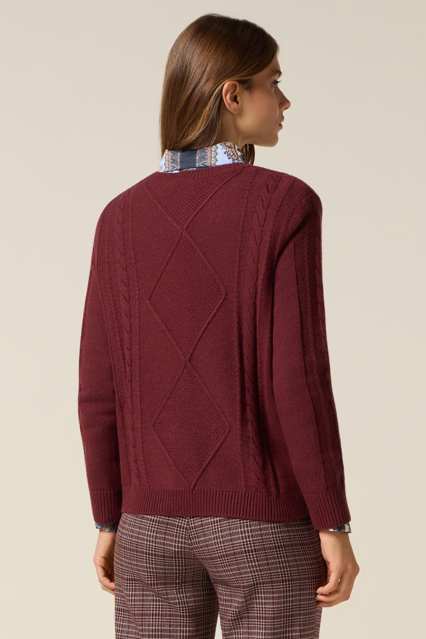 CASHMERE BLEND SWEATER WITH BEZELS BURGUNDY 2