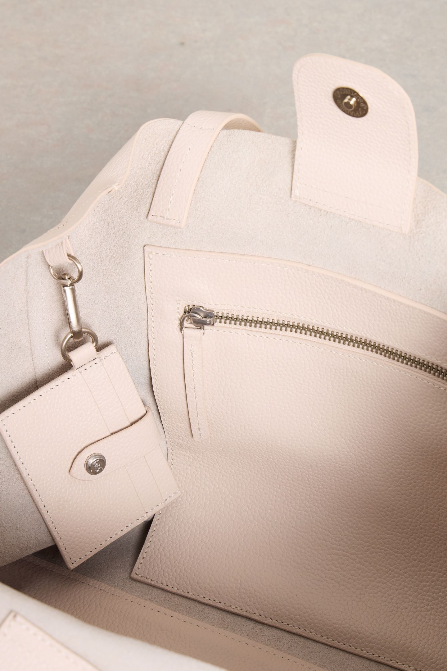 LAYLA LASERCUT LEATHER TOTE PALE IVORY 4