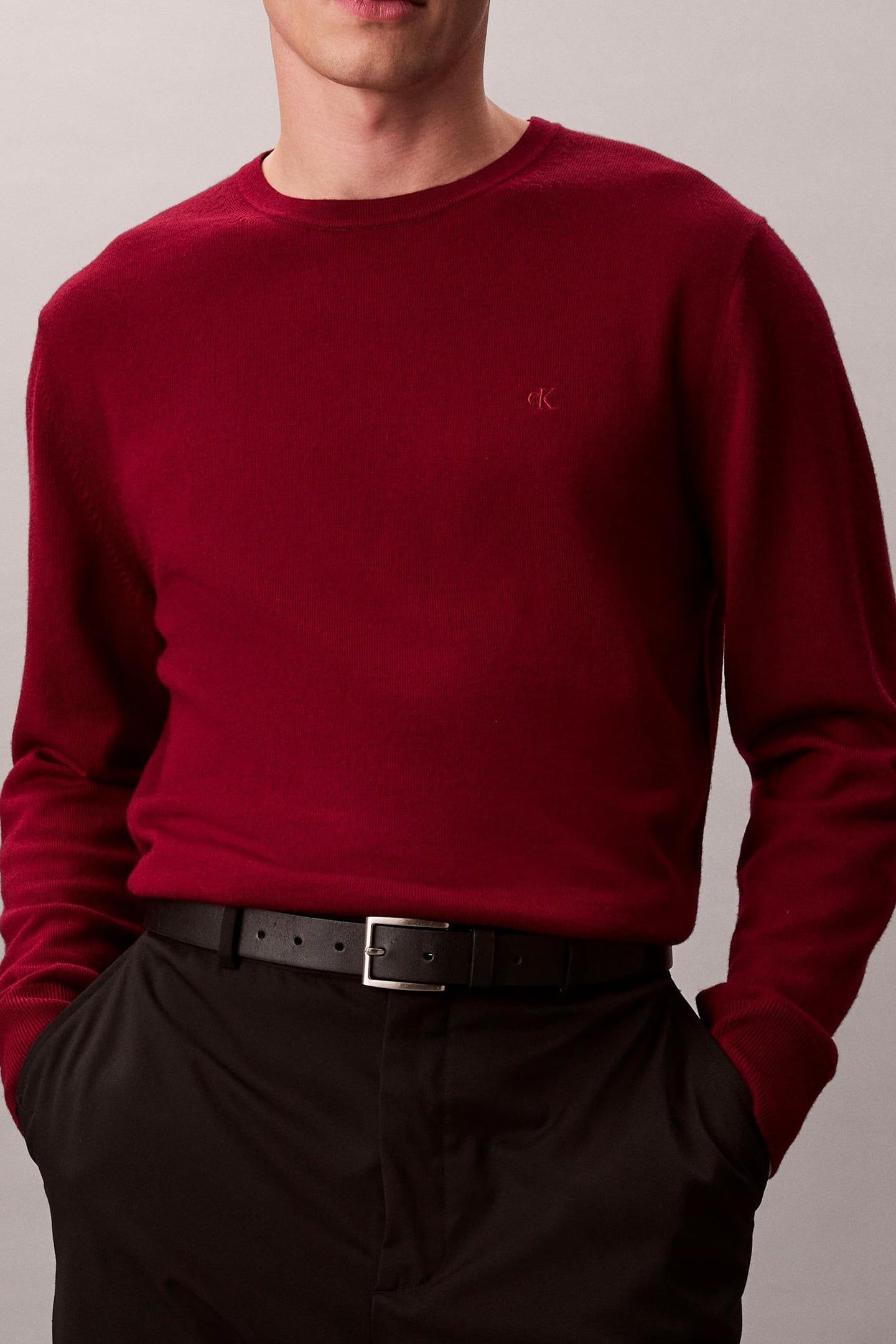LS 100% MERINO CREW BEET RED 1